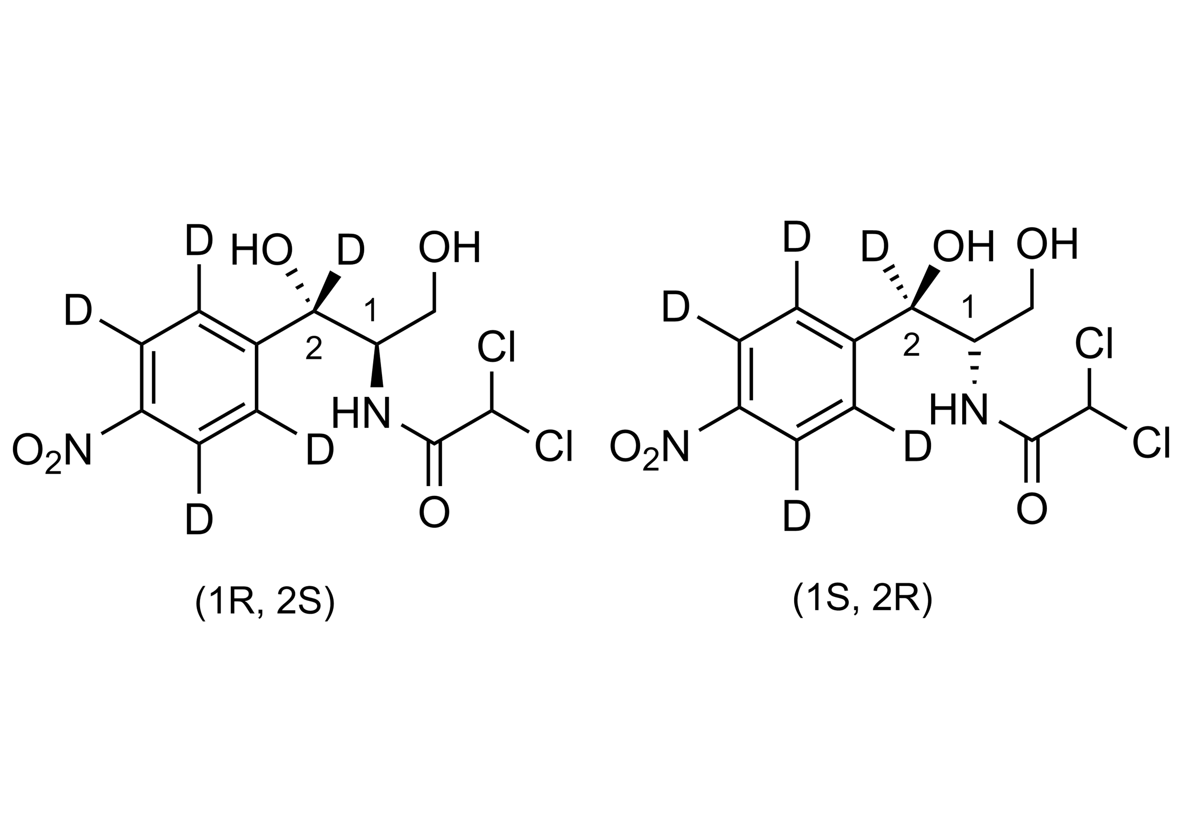 erythro-Chloramphenicol-D5 Reference Standard Structure Molecular structure of erythro-Chloramphenicol-D5 reference standard for LC-MS/MS and GC-MS workflows