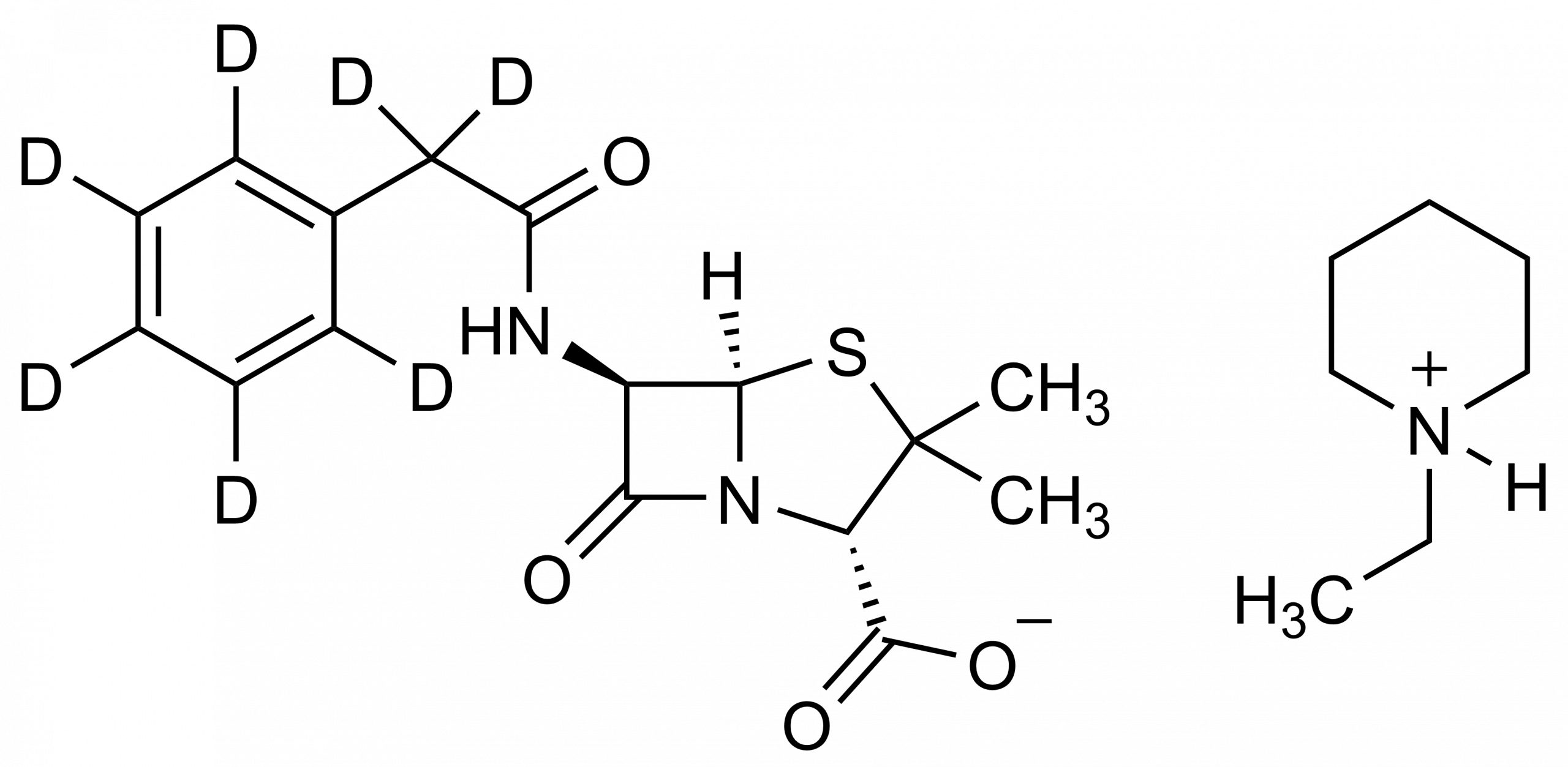 Benzylpenicilline D7 N ethylpiperidinium salt Reference Standard Structure Benzylpenicilline D7 N ethylpiperidinium salt molecular structure, CAS 1217445-37-8