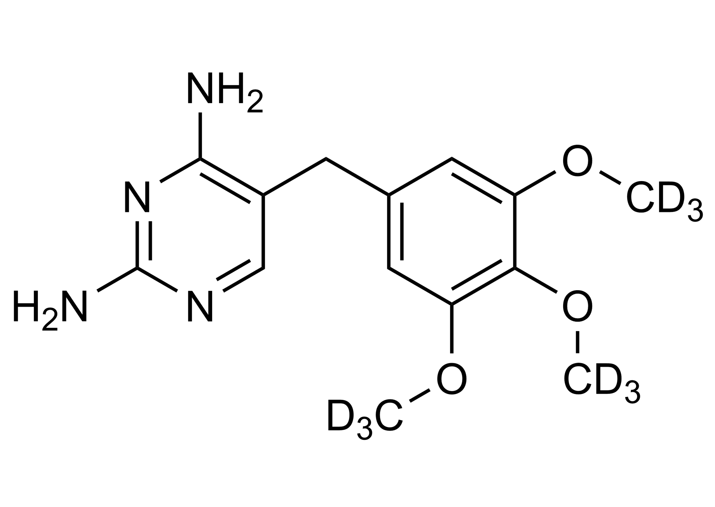 Trimethoprim-D9 Reference Standard Molecular Structure Trimethoprim-D9 molecular structure reference standard for LC-MS/MS and GC-MS quantification by WITEGA Laboratorien Berlin-Adlershof GmbH