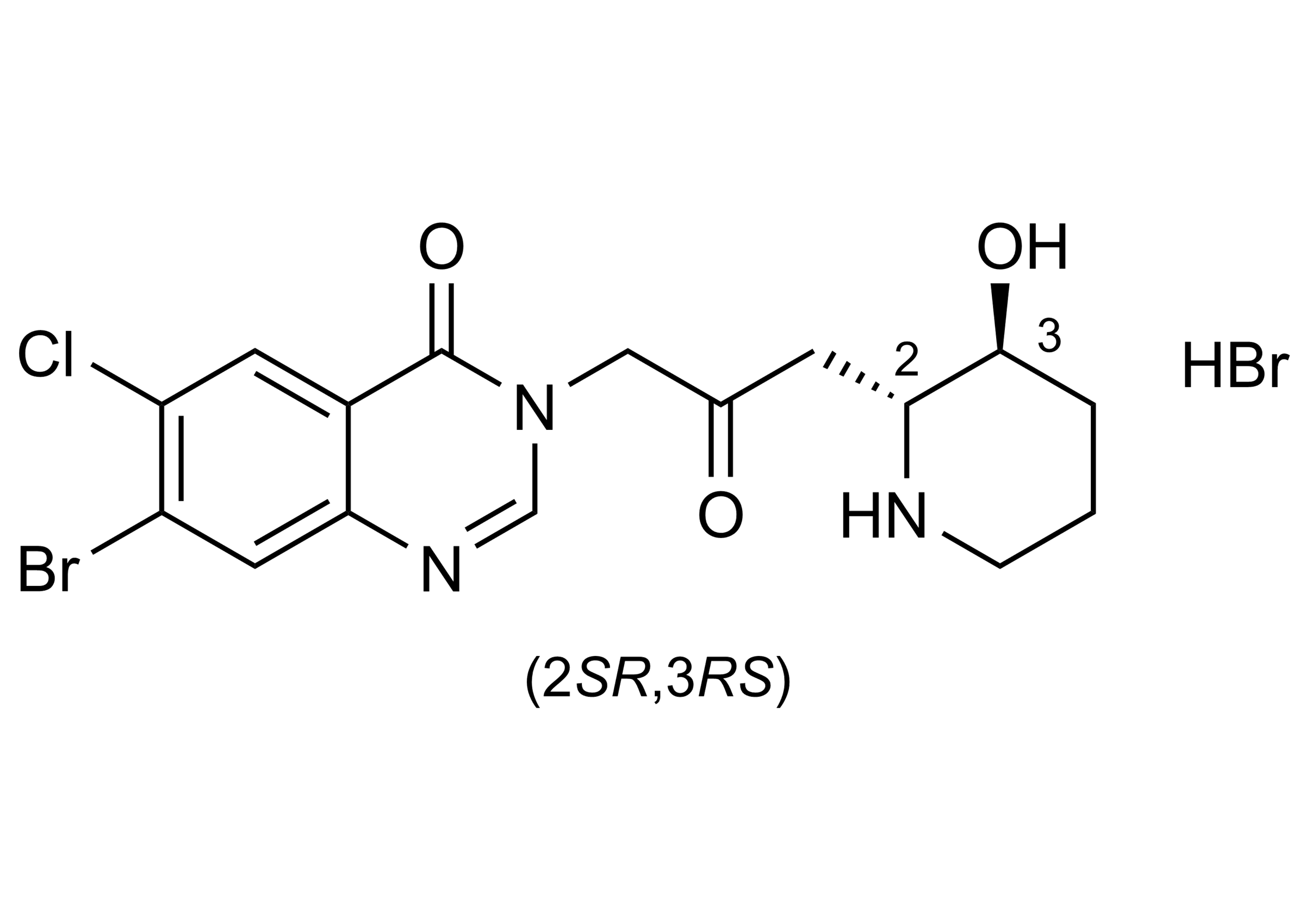 Halofuginone HBr Reference Standard Structure Halofuginone HBr reference standard molecular structure for LC-MS/MS and GC-MS calibration