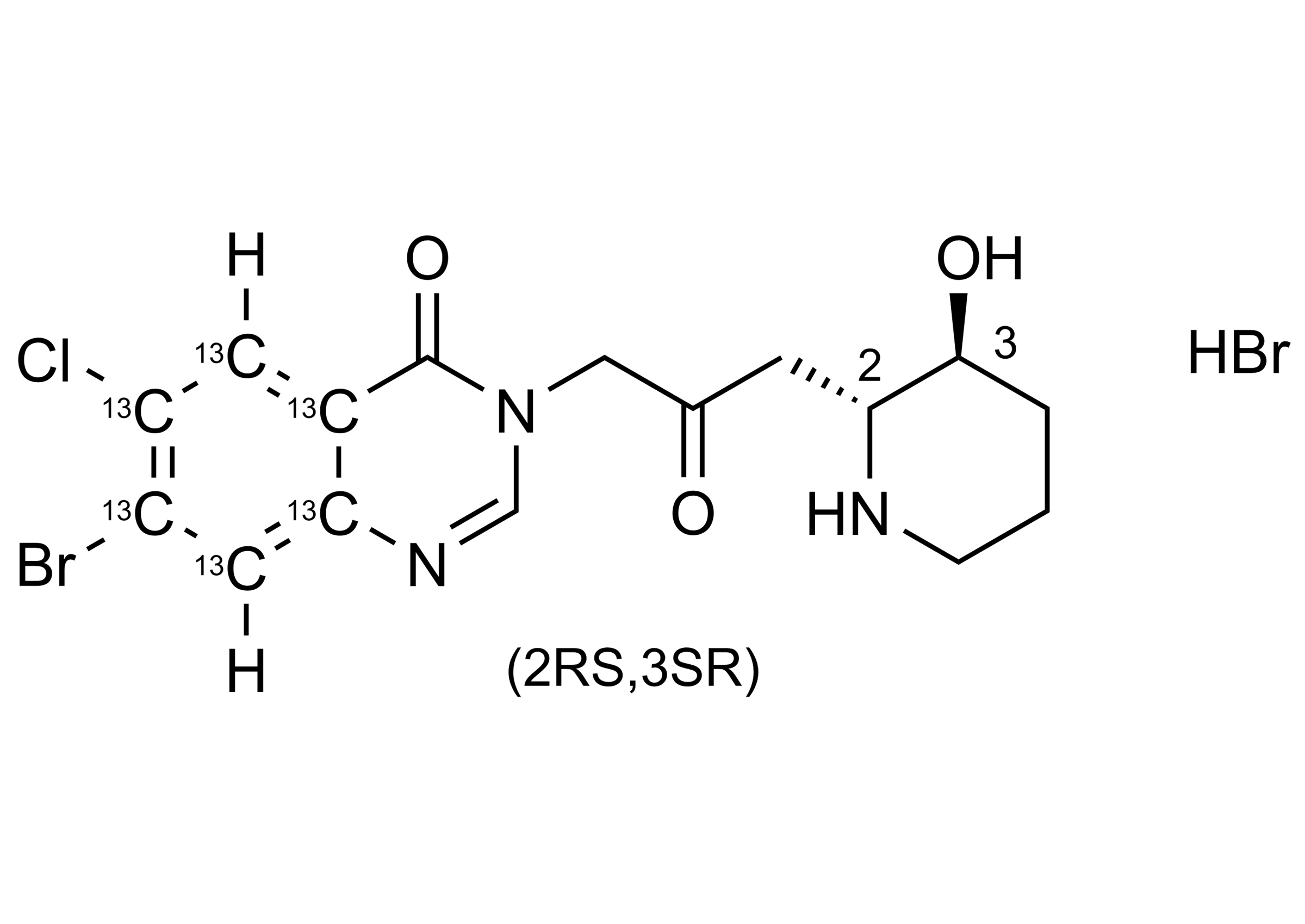 Molecular Structure of Halofuginone-13C6-HBr Reference Standard Halofuginone-13C6-HBr reference standard molecular structure for LC-MS/MS and GC-MS