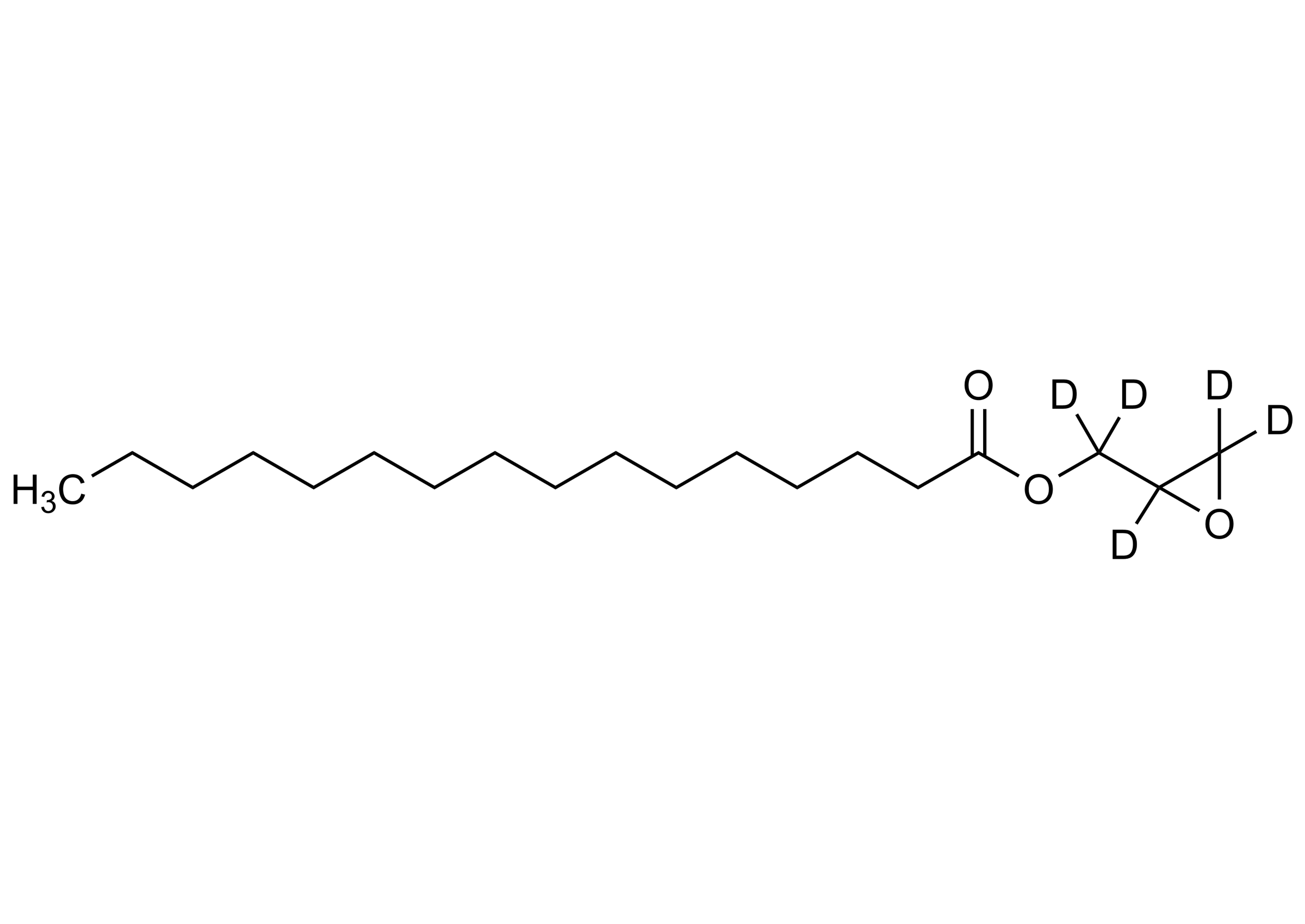 Molecular structure of Palmitic acid glycidylester-D5 reference standard (CAS 1794941-80-2) for LC-MS/MS and GC-MS calibration