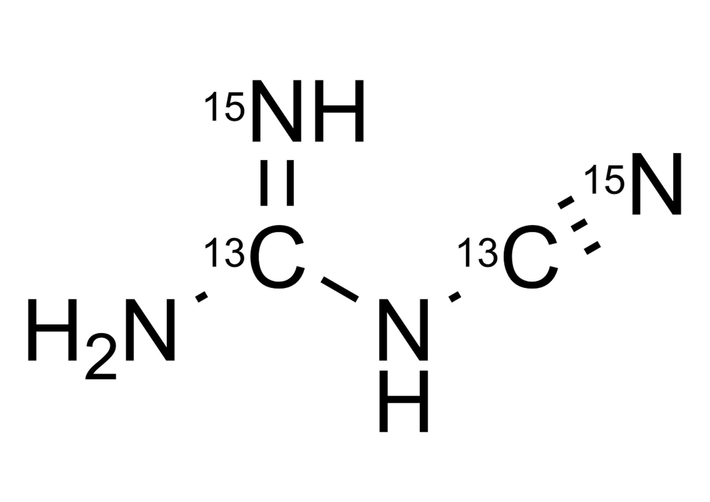 Molecular structure of Dicyandiamide-13C2,15N2 reference standard for LC-MS/MS and GC-MS