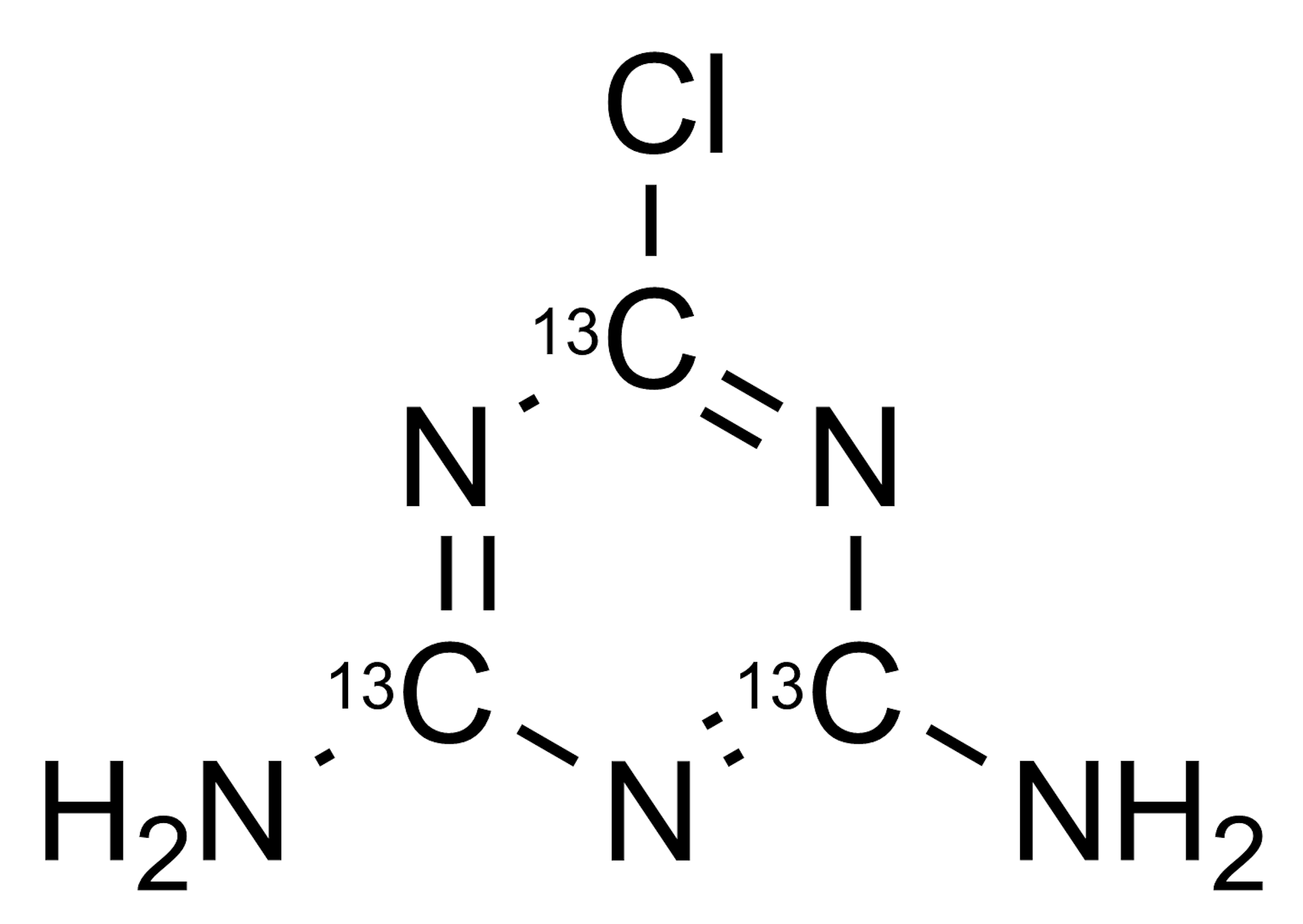 6-Chloro-2,4-diamino-1,3,5-triazine-13C3 reference standard molecular structure (CAS 1216850-33-7)