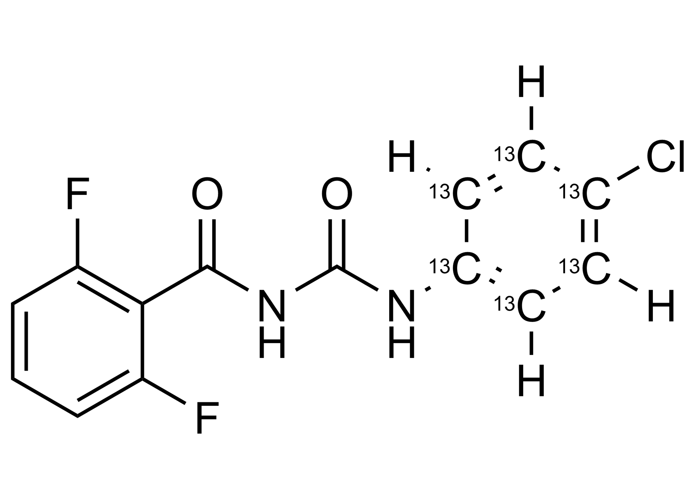 Diflubenzuron 13C6 Reference Standard Molecular Structure Molecular structure of Diflubenzuron 13C6 reference standard for LC-MS/MS pesticide residue analysis