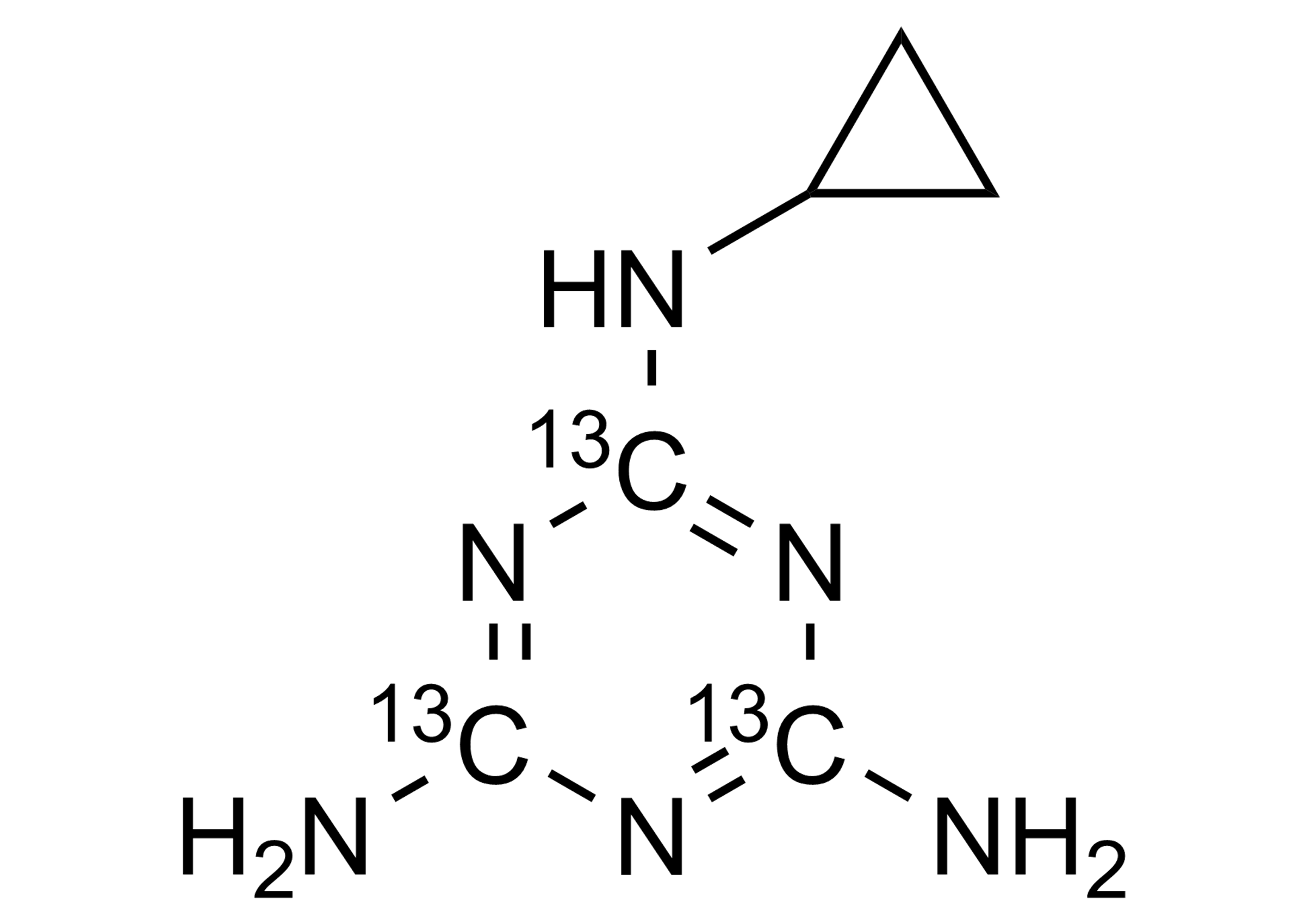 Cyromazin 13C3 reference standard molecular structure for LC-MS/MS and GC-MS quantification