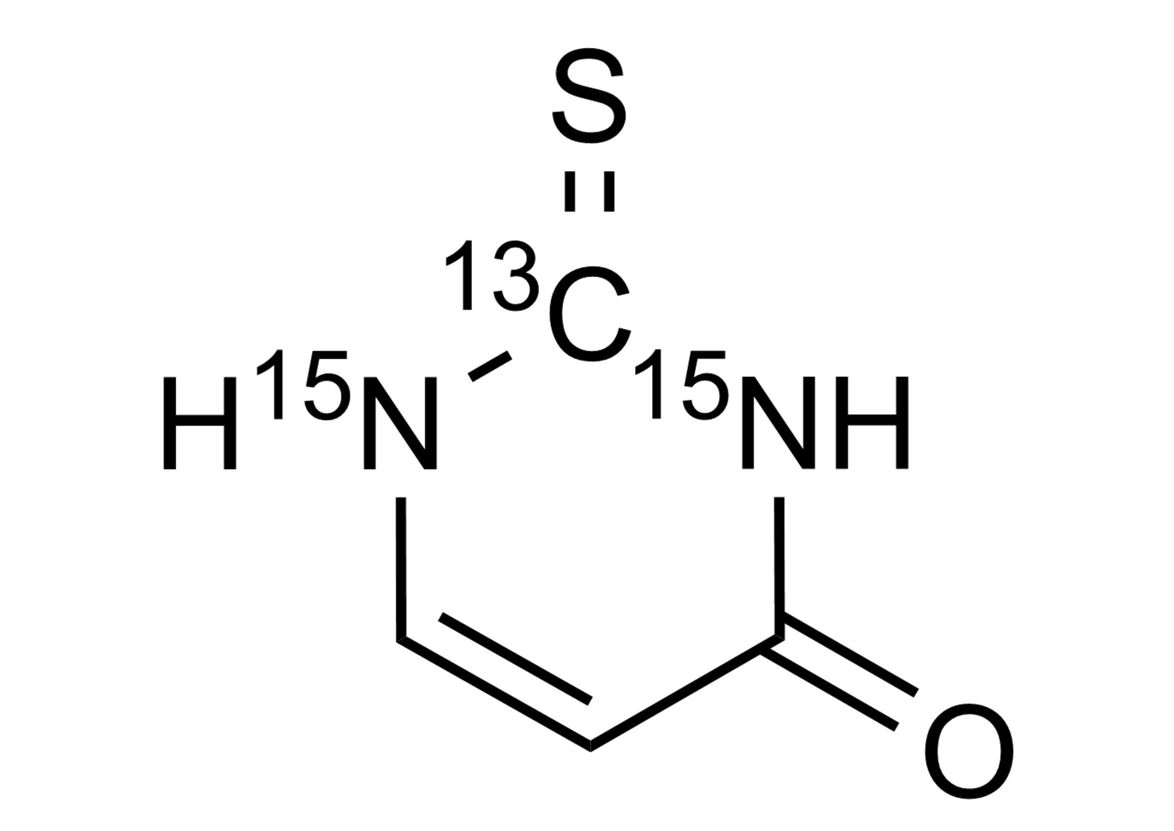 Molecular structure of 2-Thiourazil-13C,15N2 reference standard for LC-MS/MS and GC-MS analysis