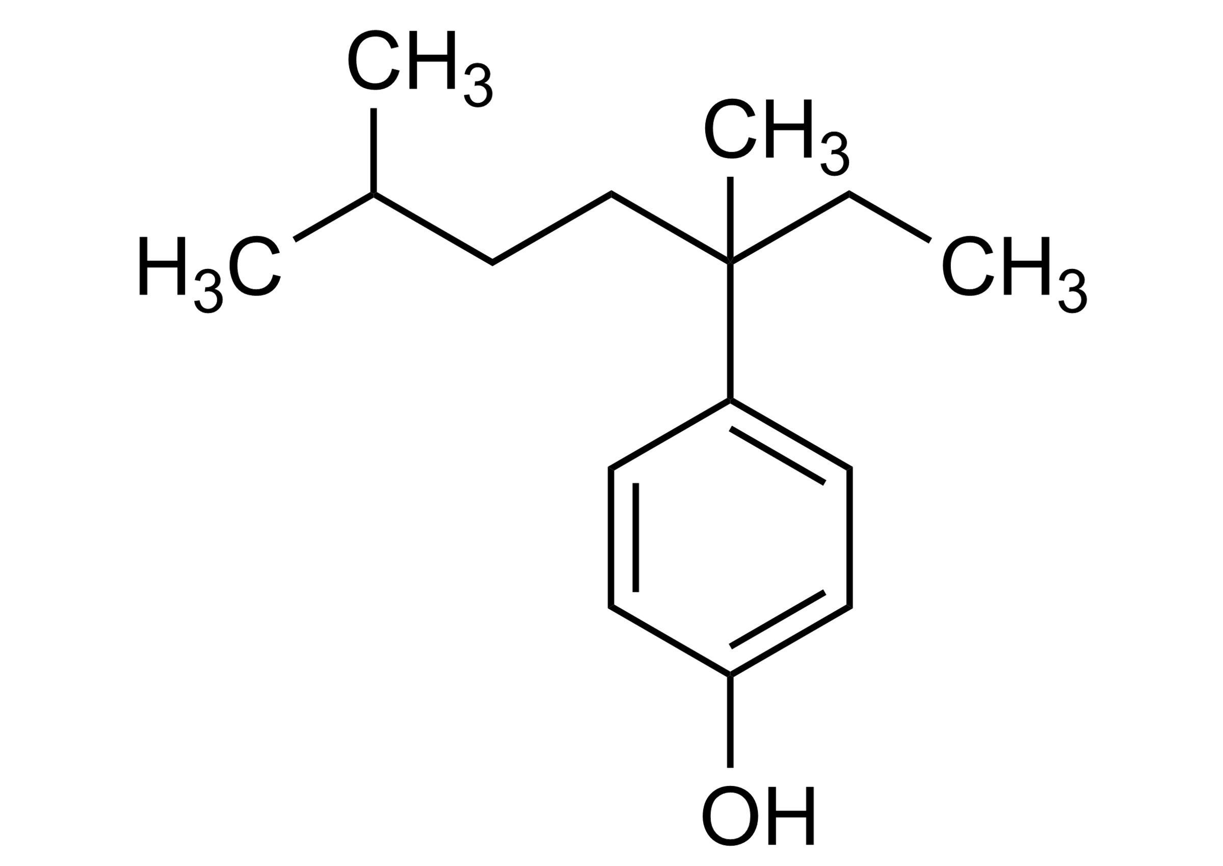 Molecular structure of 4-(3,6-Dimethyl-3-heptyl)phenol reference standard for LC-MS/MS and GC-MS analysis