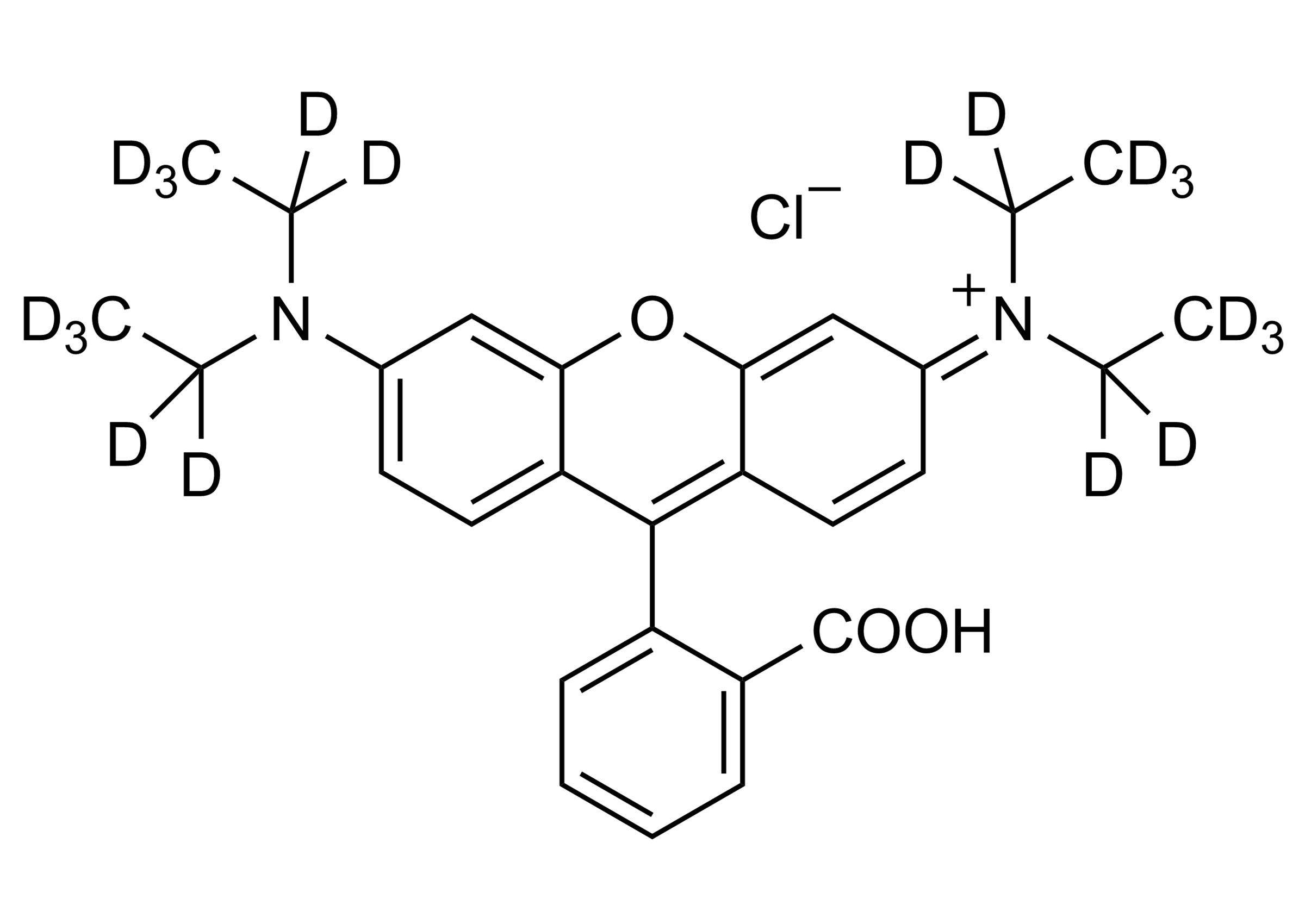 Rhodamine B-D20 Reference Standard Structure Rhodamine B-D20 reference standard molecular structure for LC-MS/MS and GC-MS analysis