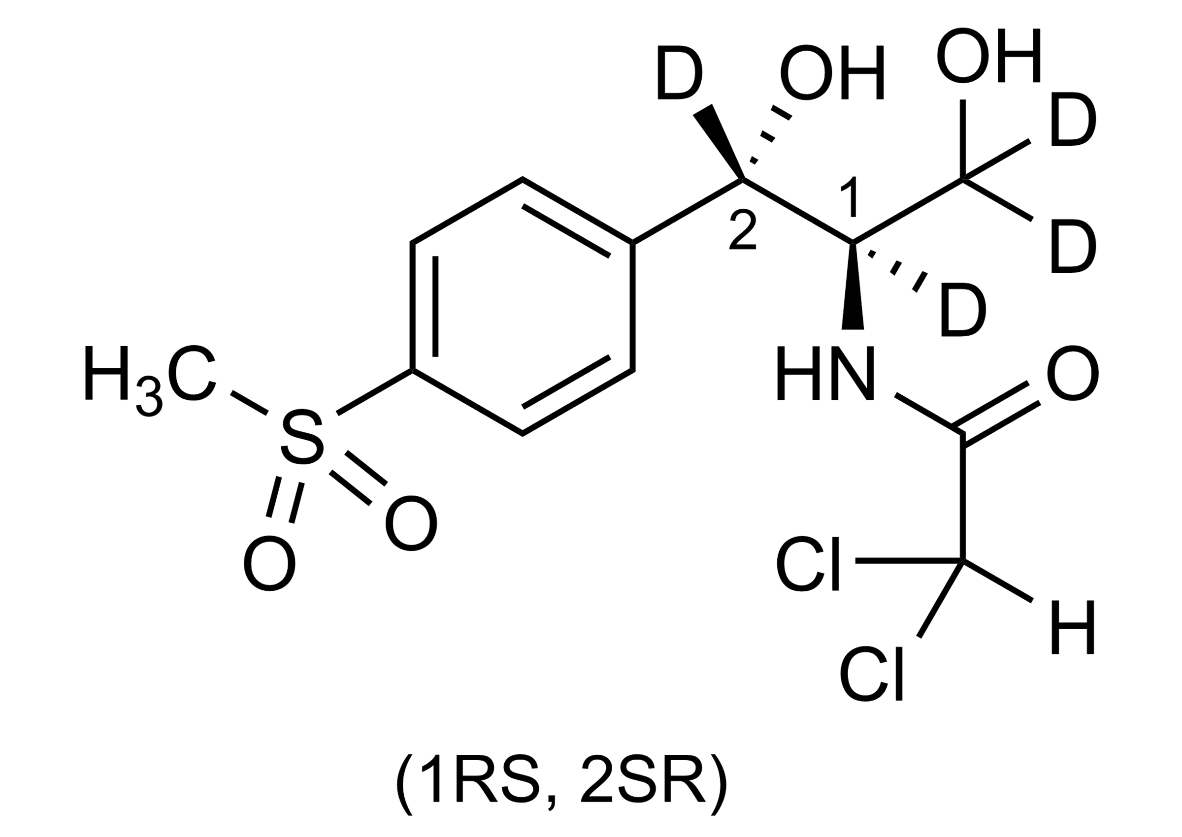 Molecular structure of erythro Thiamphenicol D4 reference standard for LC-MS/MS and GC-MS