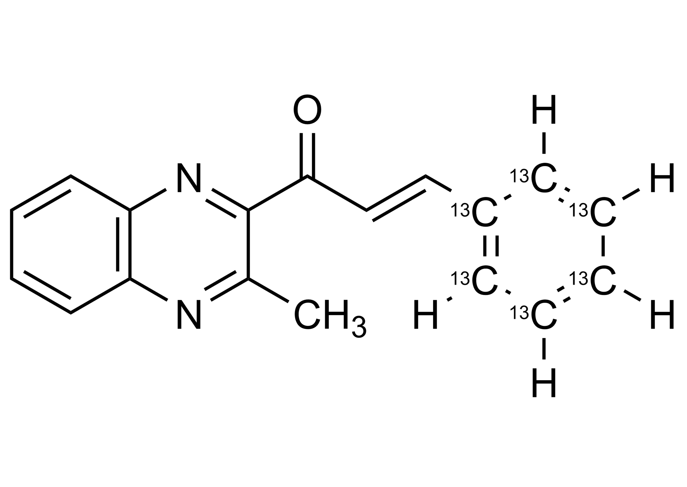 Bisdesoxyquinoceton 13C6 Reference Standard Molecular Structure Molecular structure of Bisdesoxyquinoceton 13C6 reference standard for LC-MS/MS and GC-MS calibration