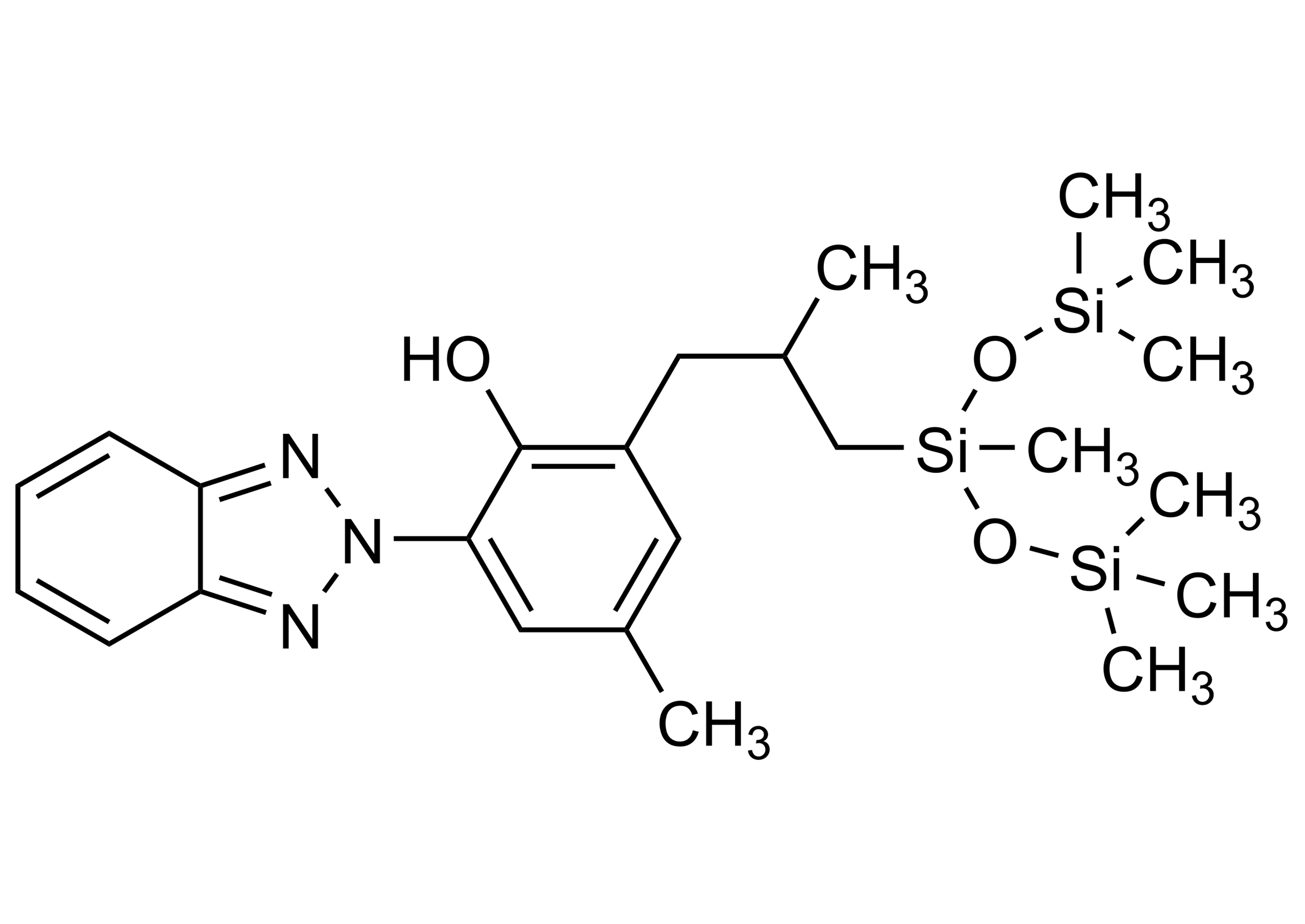 Drometrizole trisiloxane Mexoryl XL Reference Standard Molecular Structure Structural formula of Drometrizole trisiloxane Mexoryl XL reference standard for LC-MS/MS and GC-MS calibration