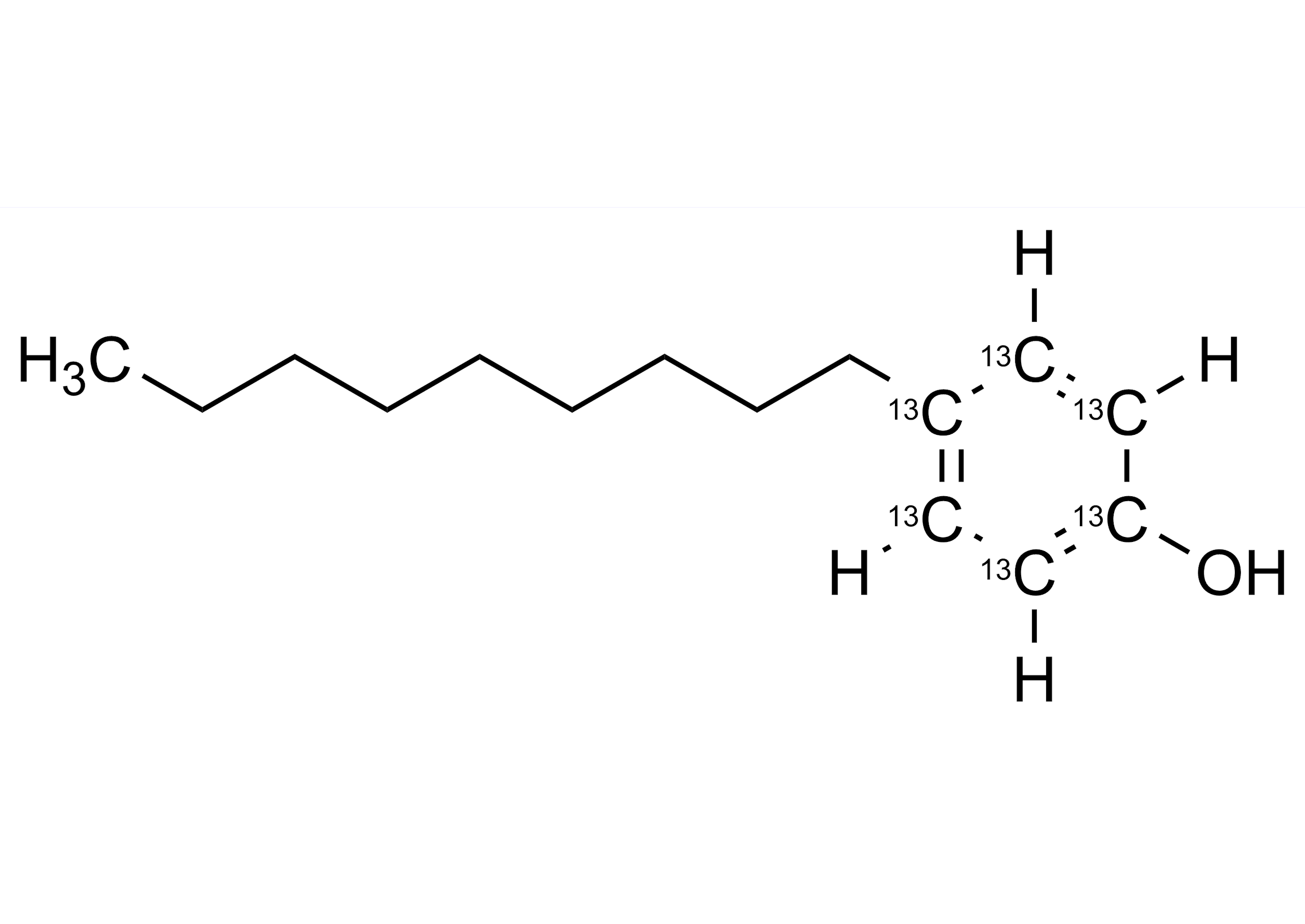 Molecular structure of 4-n-Nonylphenol-13C6 reference standard for LC-MS/MS and GC-MS