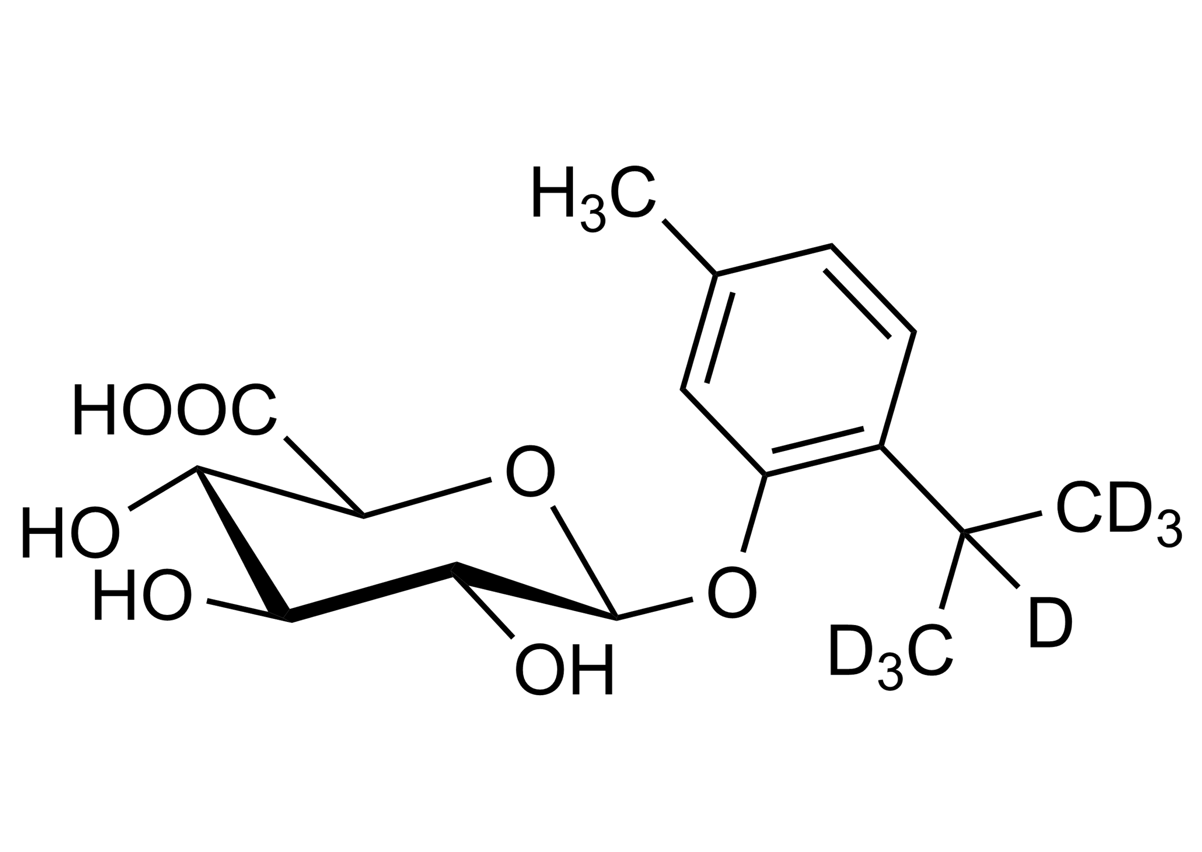 Thymol-D7 beta-O-D-glucuronide Reference Standard Structure Thymol-D7 beta-O-D-glucuronide reference standard molecular structure