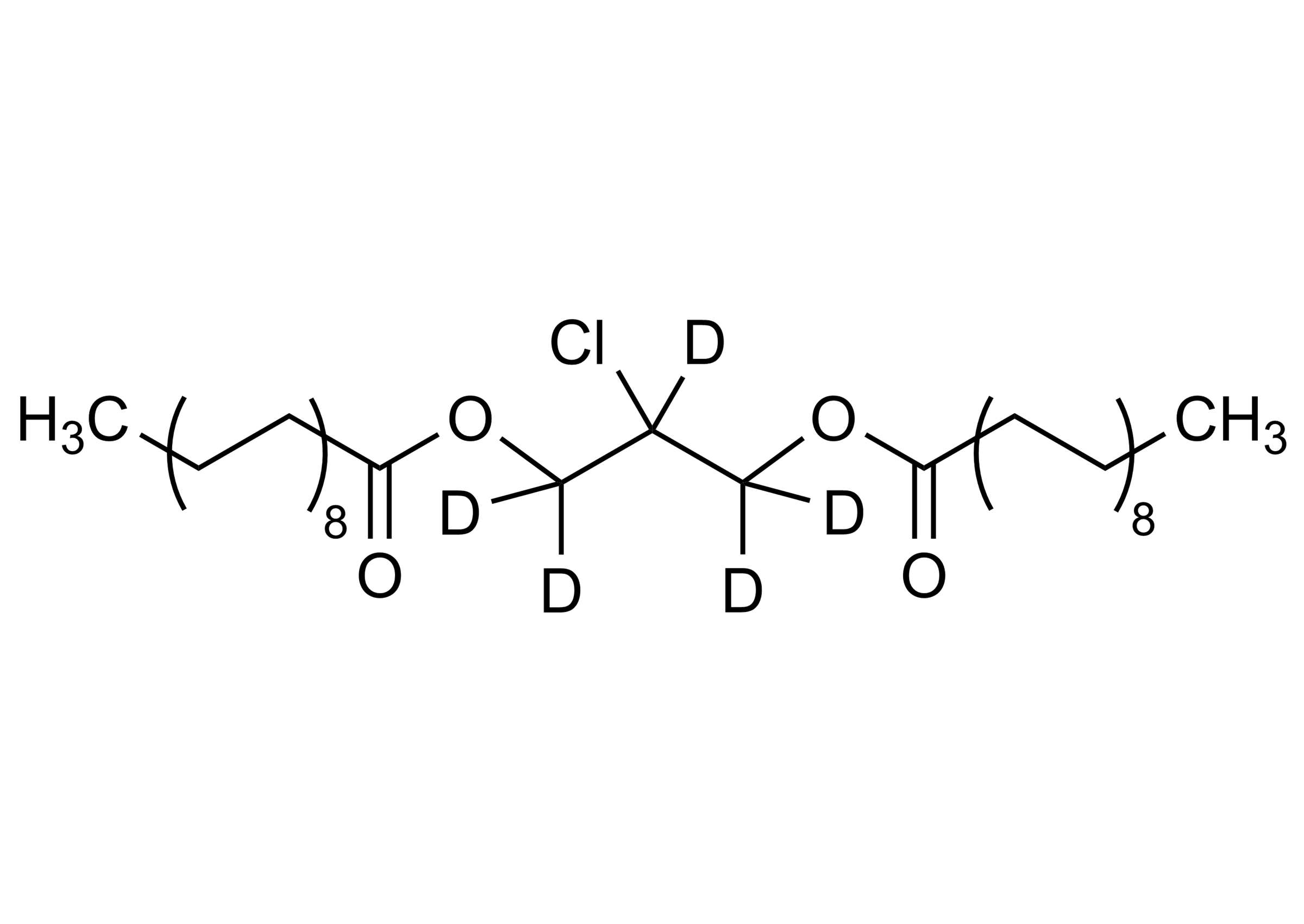 2-MCPD-D5 Distearate Reference Standard Structure Molecular structure of 2-MCPD-D5 distearate reference standard, CAS 1329796-49-7, for LC-MS/MS and GC-MS calibration