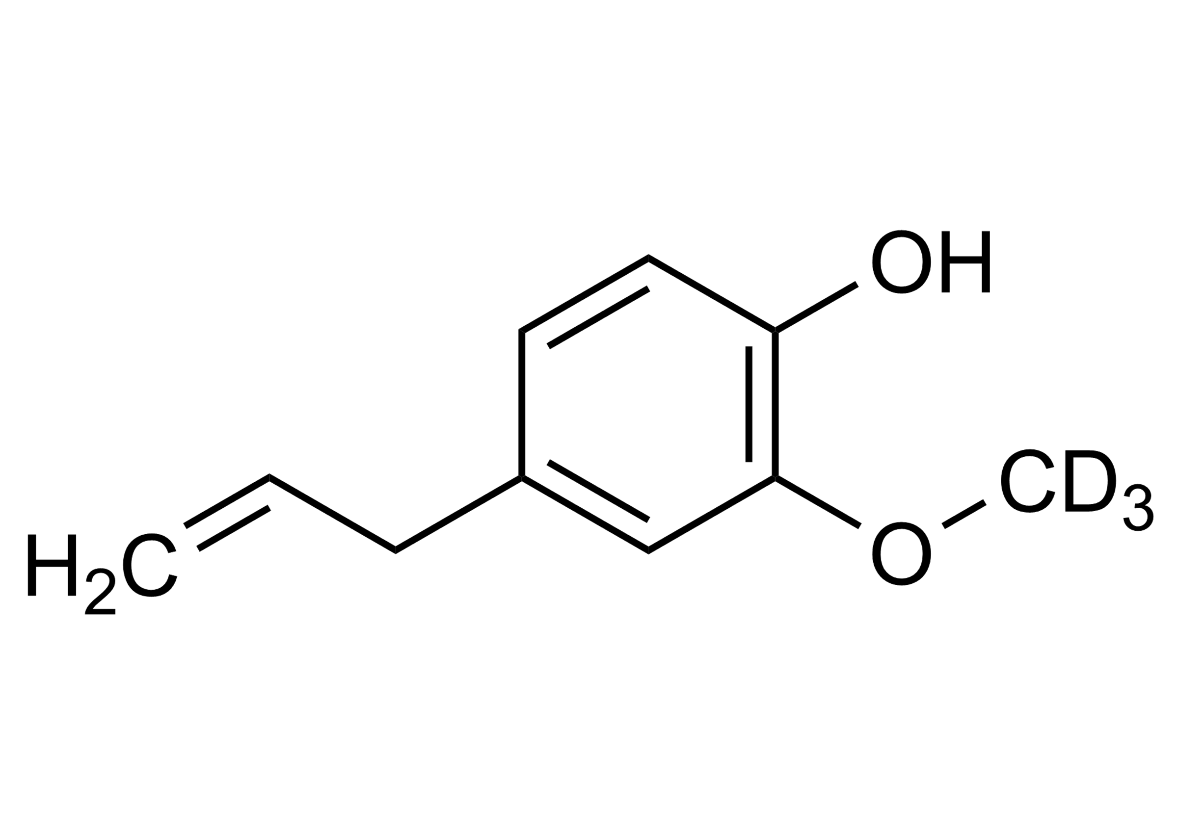 Molecular structure of Eugenol-D3 reference standard (CAS 1335401-17-6) Eugenol-D3 reference standard for LC-MS/MS and GC-MS (CAS 1335401-17-6)