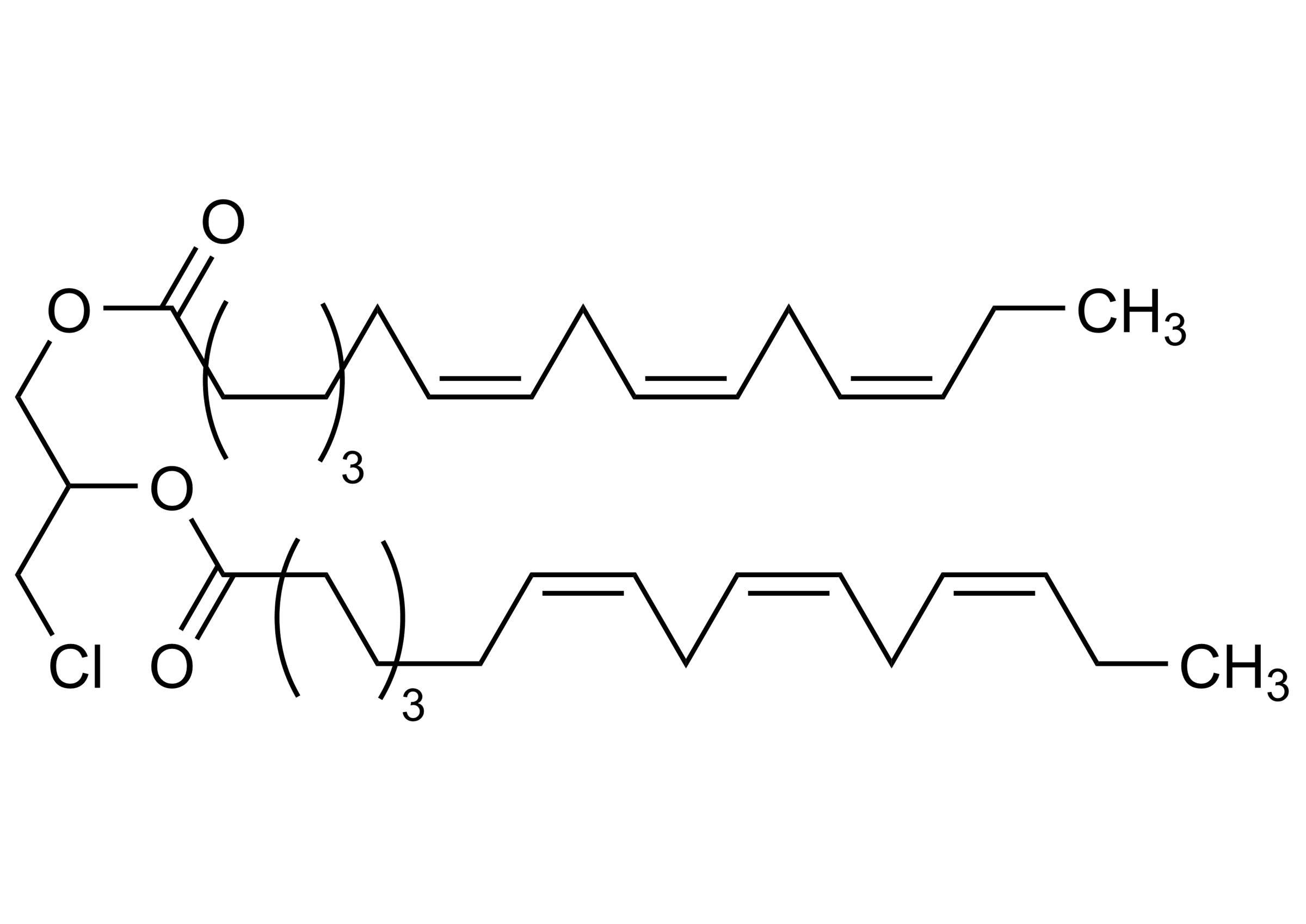3-Chloro-1,2-propanediol dilinolenate reference standard molecular structure (CAS 74875-97-1)