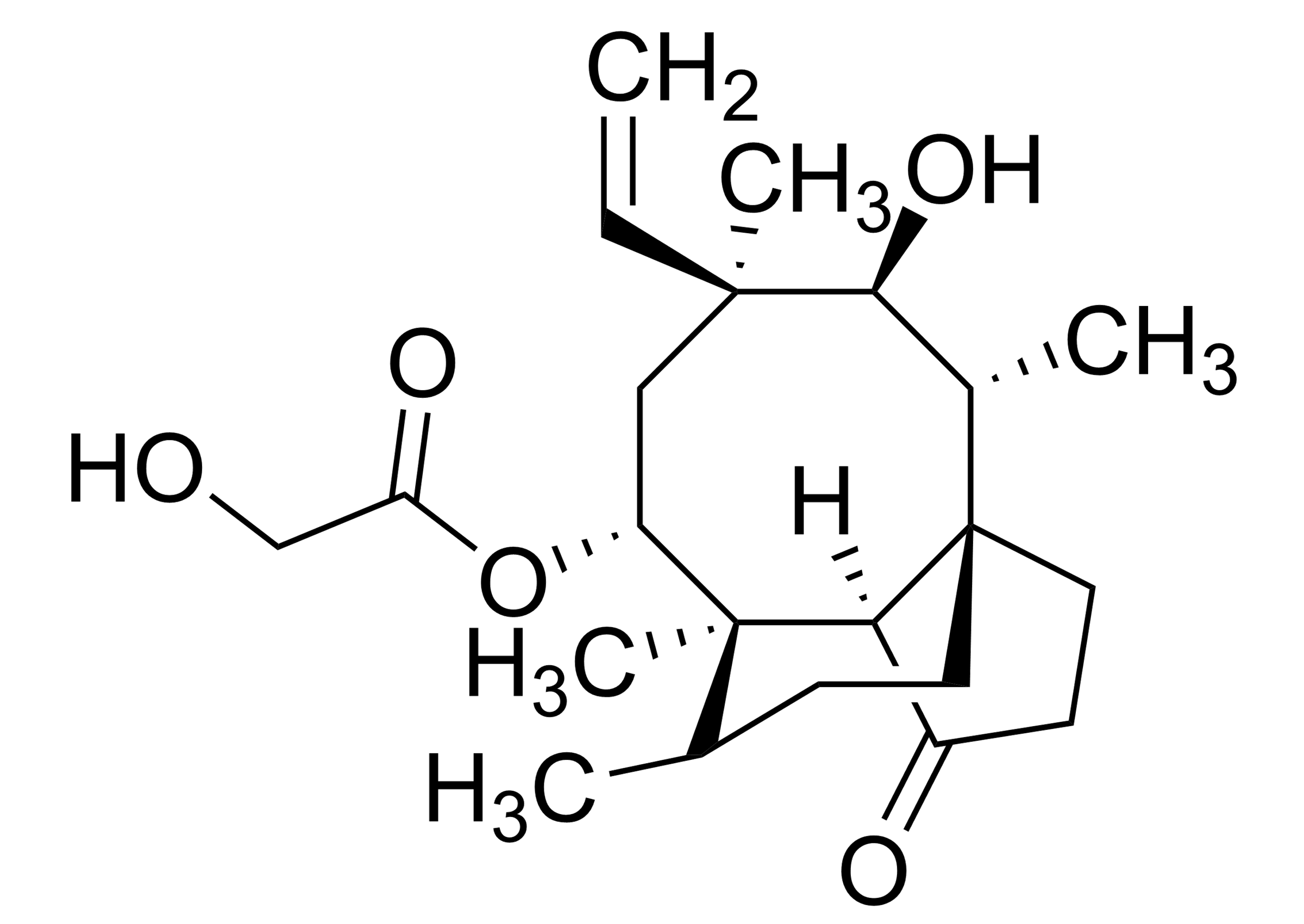 Pleuromutilin reference standard molecular structure for LC-MS/MS and GC-MS calibration (CAS 125-65-5)
