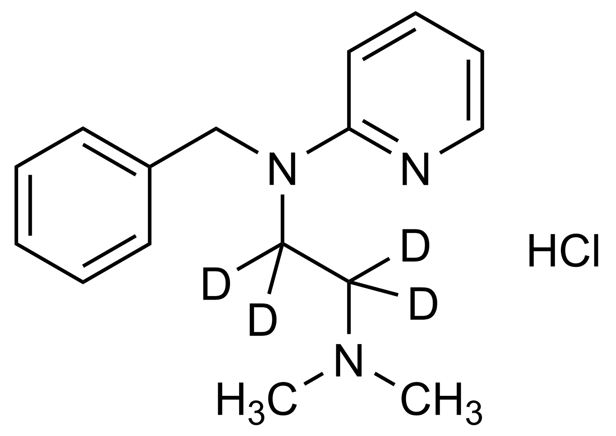 Tripelennamine-D4 HCl Reference Standard Structure Tripelennamine D4 HCl reference standard molecular structure for LC-MS/MS and GC-MS calibration