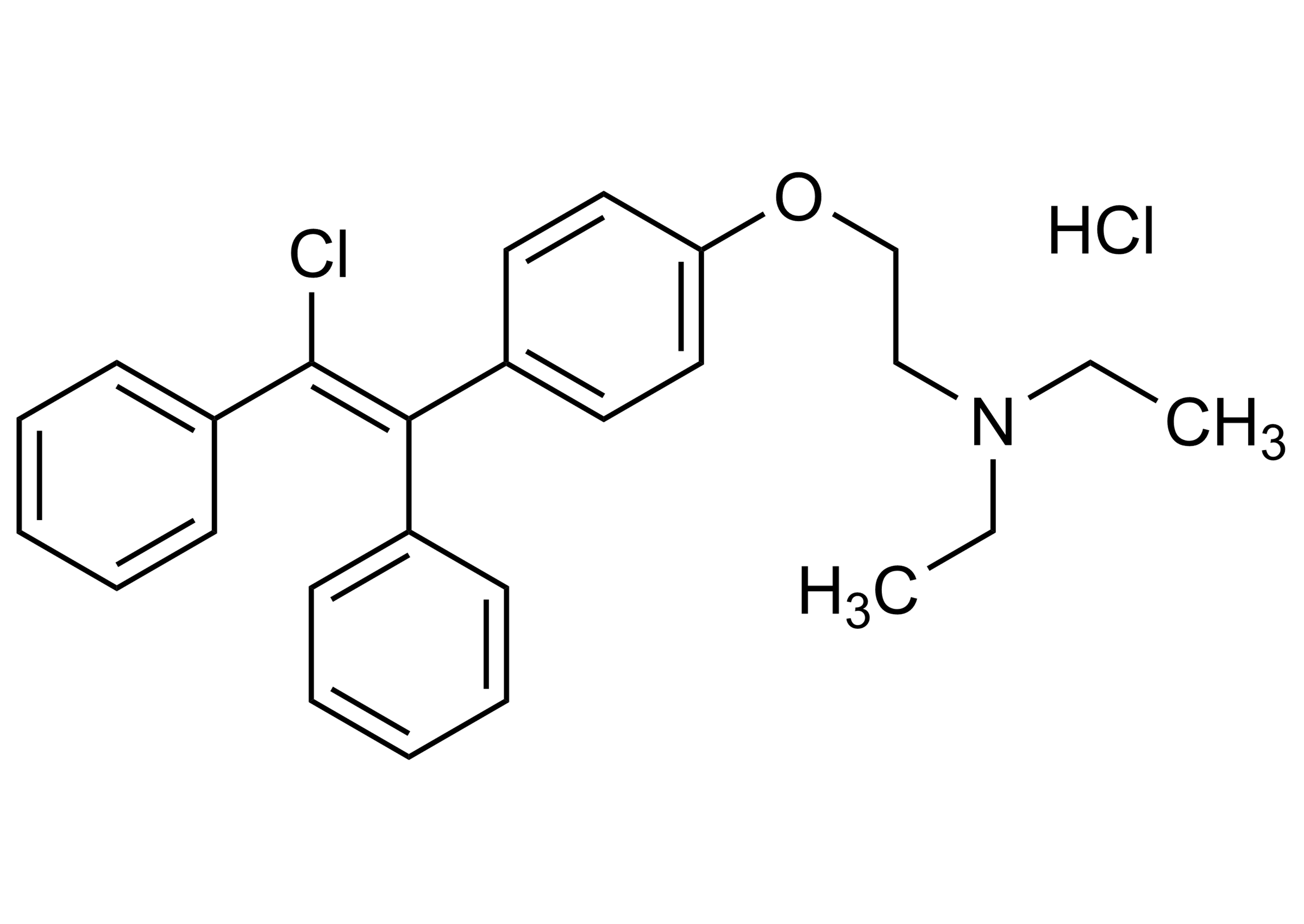 Molecular structure of Enclomiphene hydrochloride trans Clomiphene hydrochloride reference standard Enclomiphene hydrochloride trans Clomiphene hydrochloride reference standard molecular structure (CAS 14158-66-8)
