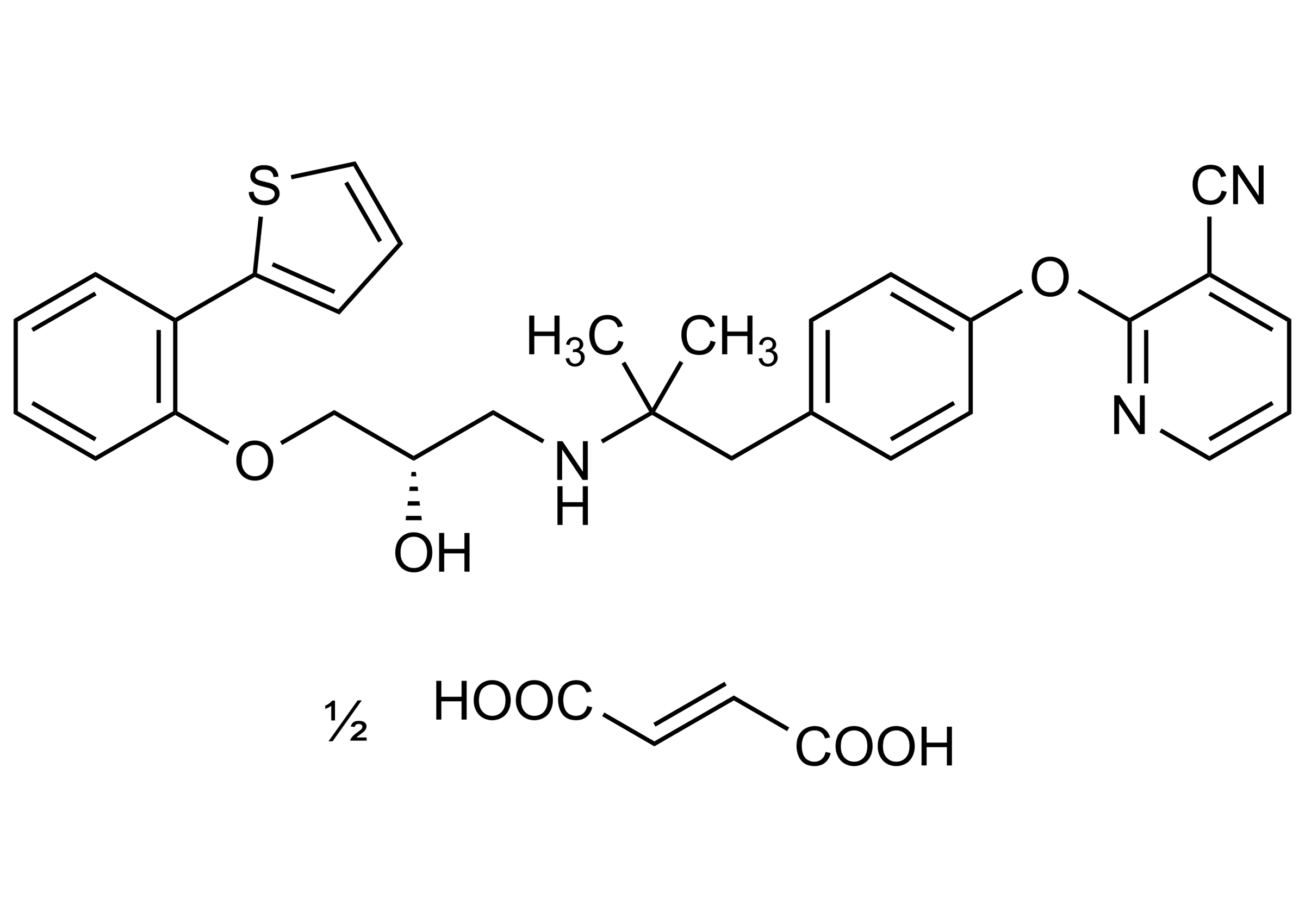 Molecular structure of Lubabegron hemifumarate reference standard (CAS 391926-19-5) for LC-MS/MS and GC-MS analysis