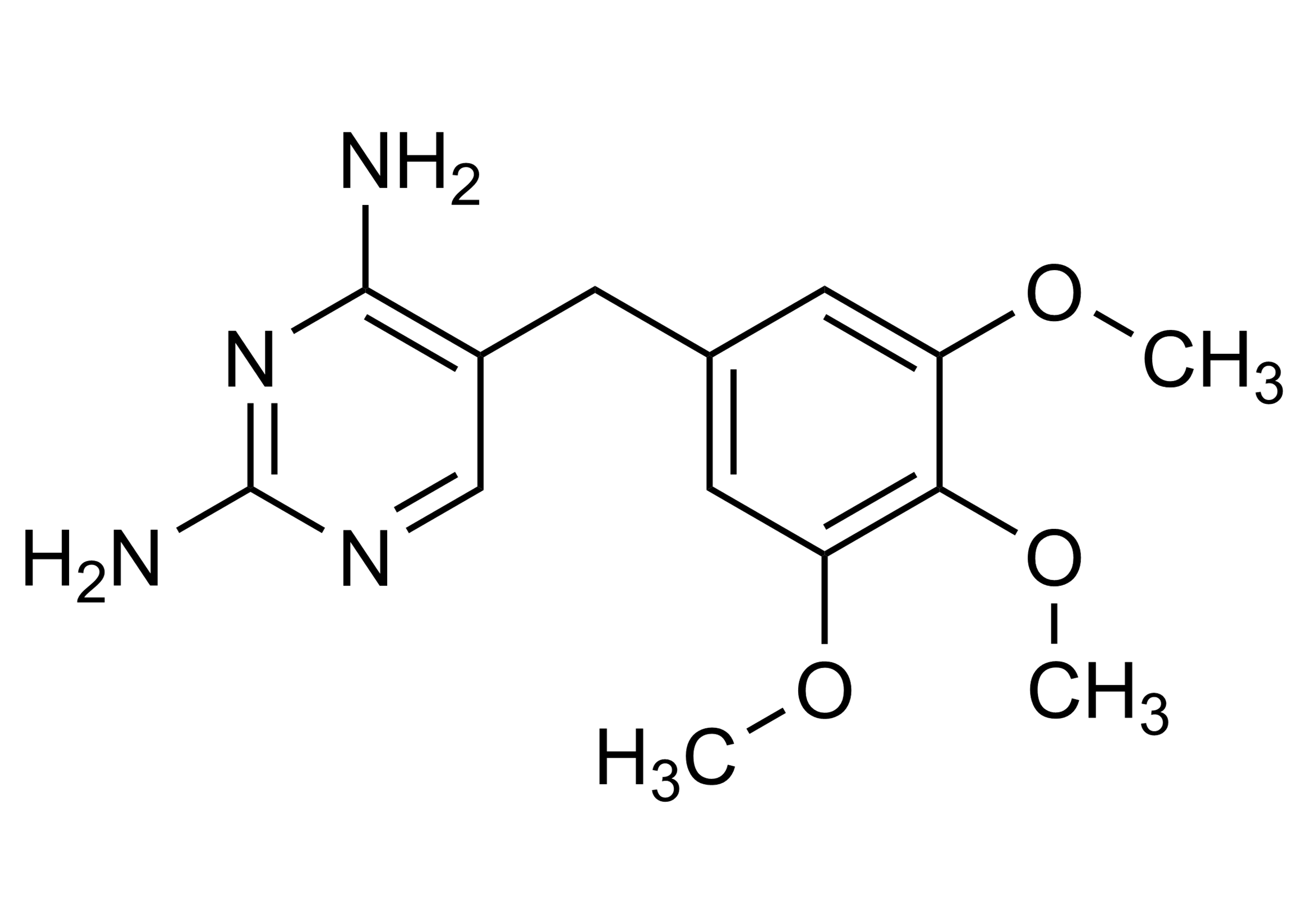Trimethoprim Reference Standard Structure for Analytical Calibration Trimethoprim reference standard molecular structure for LC-MS/MS and GC-MS calibration (CAS 738-70-5)