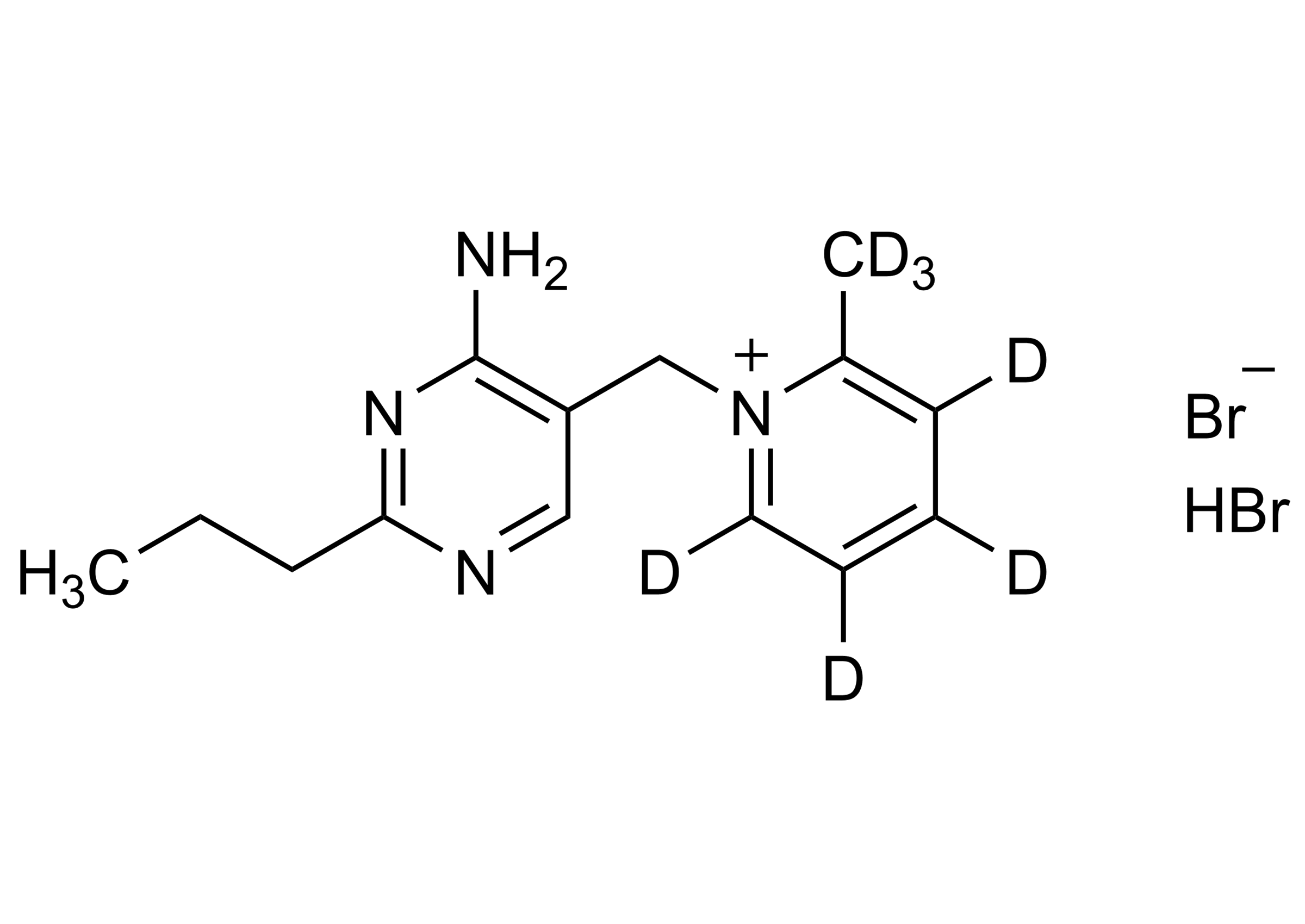 Molecular structure of Amprolium-D7 Bromide hydrobromide reference standard for LC-MS/MS and GC-MS
