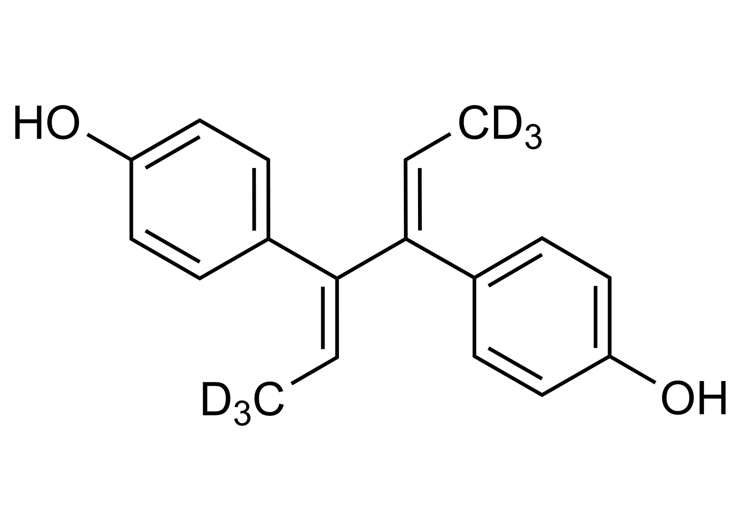 Dienestrol-D6 Deuterated Reference Standard Structure Molecular structure of Dienestrol-D6 reference standard for LC-MS/MS and GC-MS analysis