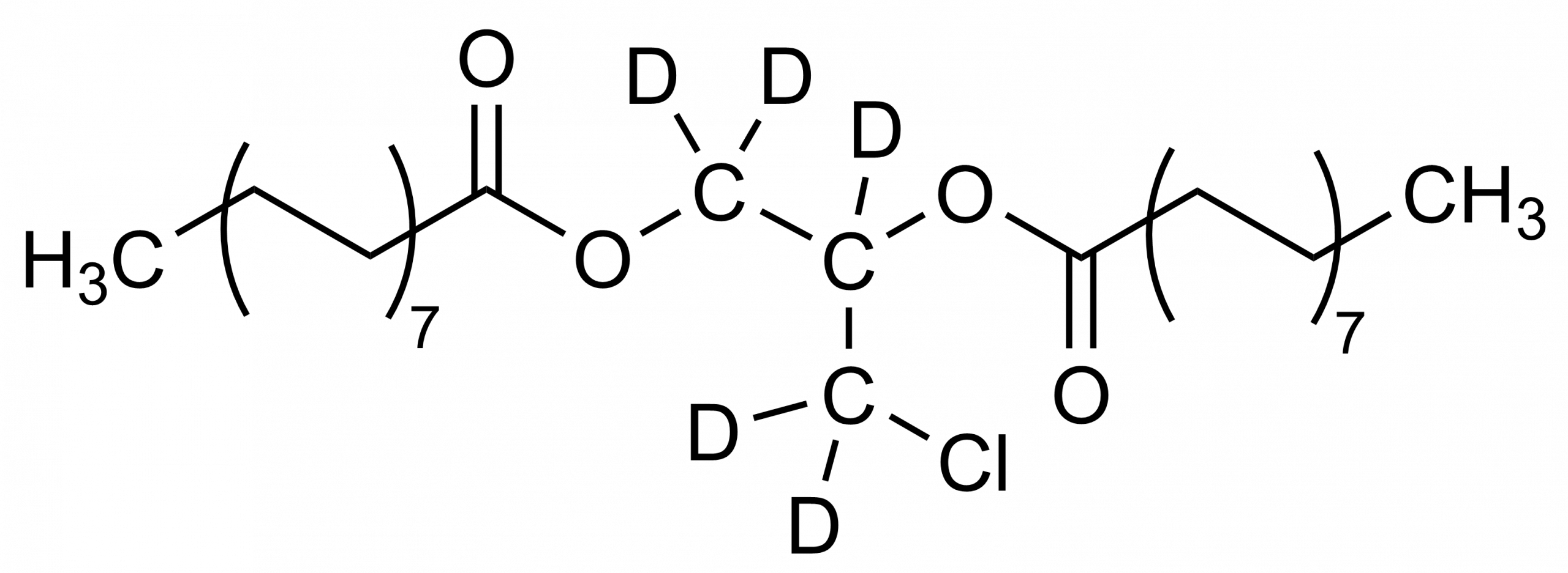 Molecular structure of 1,2-Dipalmitoyl-3-chloropropanediol-D5 reference standard for LC-MS/MS and GC-MS analysis