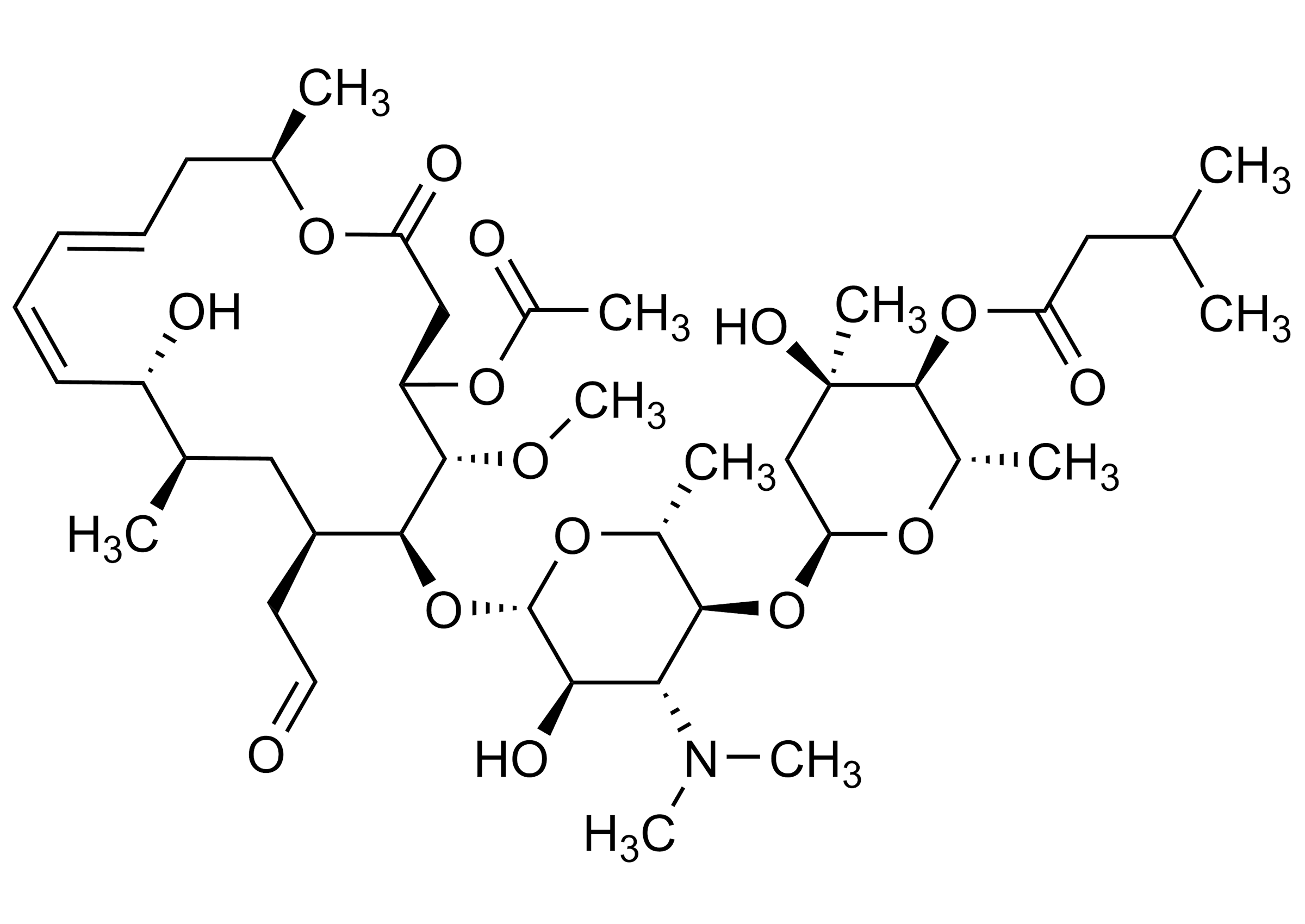 Josamycin reference standard molecular structure for LC-MS/MS and GC-MS analysis (CAS 16846-24-5)