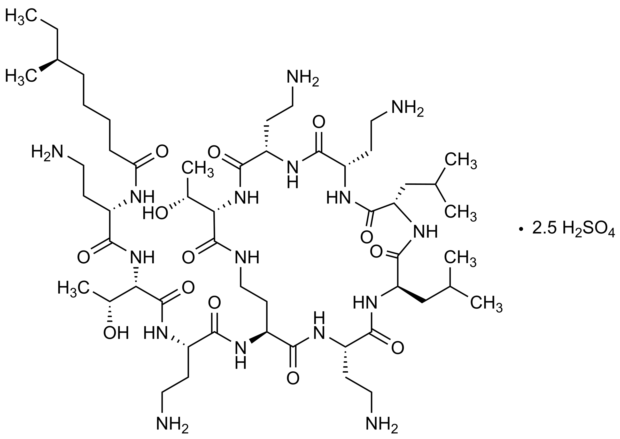 Colistin A sulfate Polymyxin E1 sulfate reference standard molecular structure