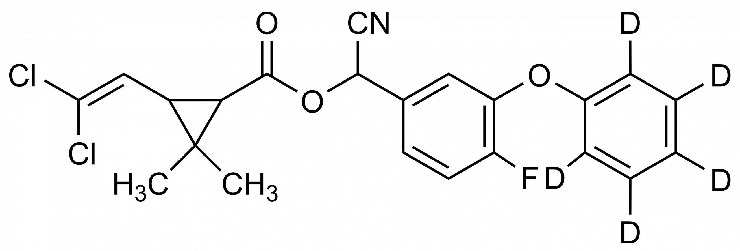 Cyfluthrin-D5 phenoxy D5 Reference Standard Structure Cyfluthrin-D5 phenoxy D5 stereoisomer mix molecular structure reference standard