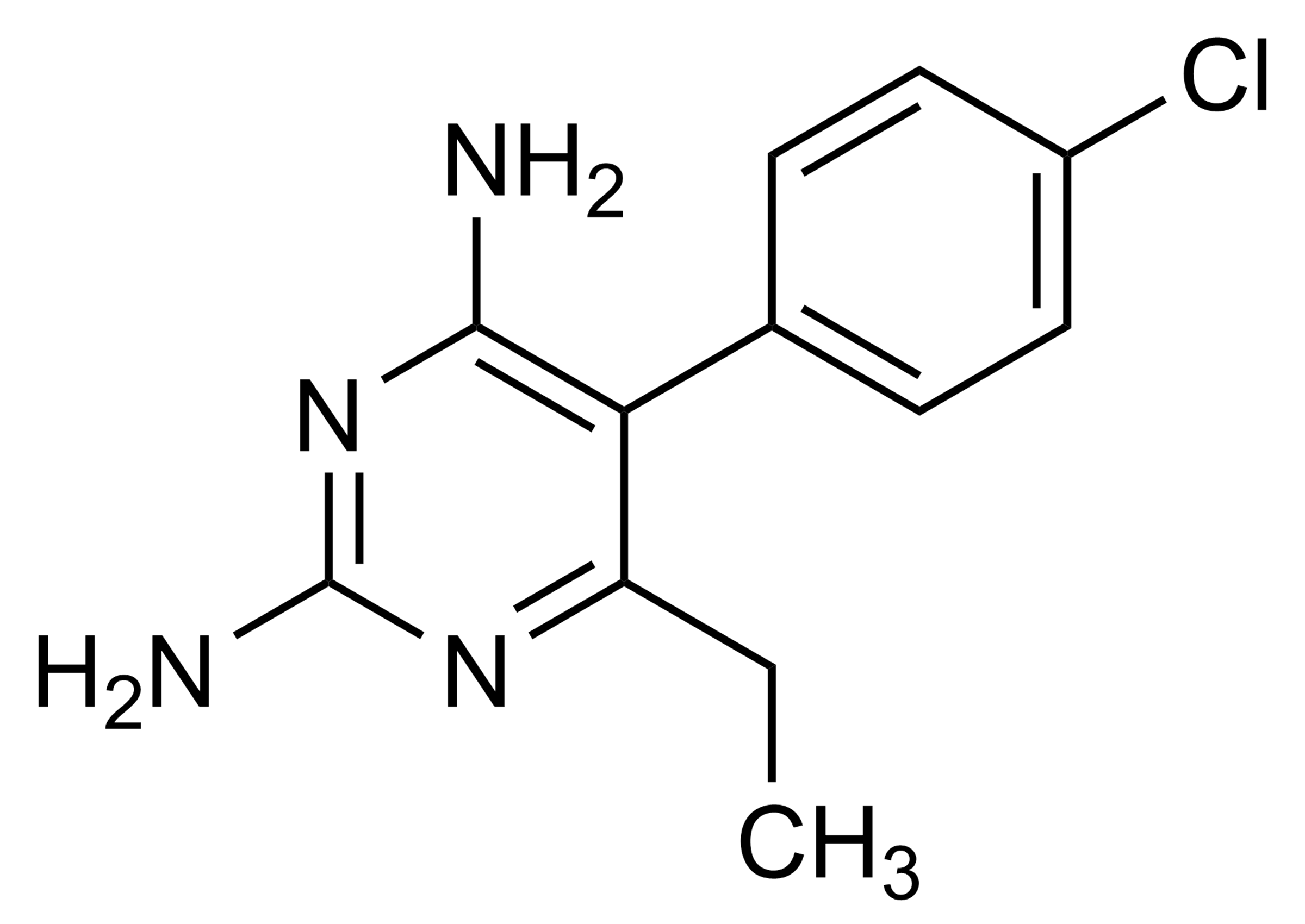 Pyrimethamine reference standard molecular structure (CAS 58-14-0) for LC-MS/MS and GC-MS