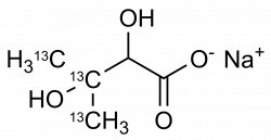 Structure of 2,3-Dihydroxy-3-methylbutanoic acid-13C3 sodium salt Reference Standard Molecular structure of 2,3-Dihydroxy-3-methylbutanoic acid-13C3 sodium salt
