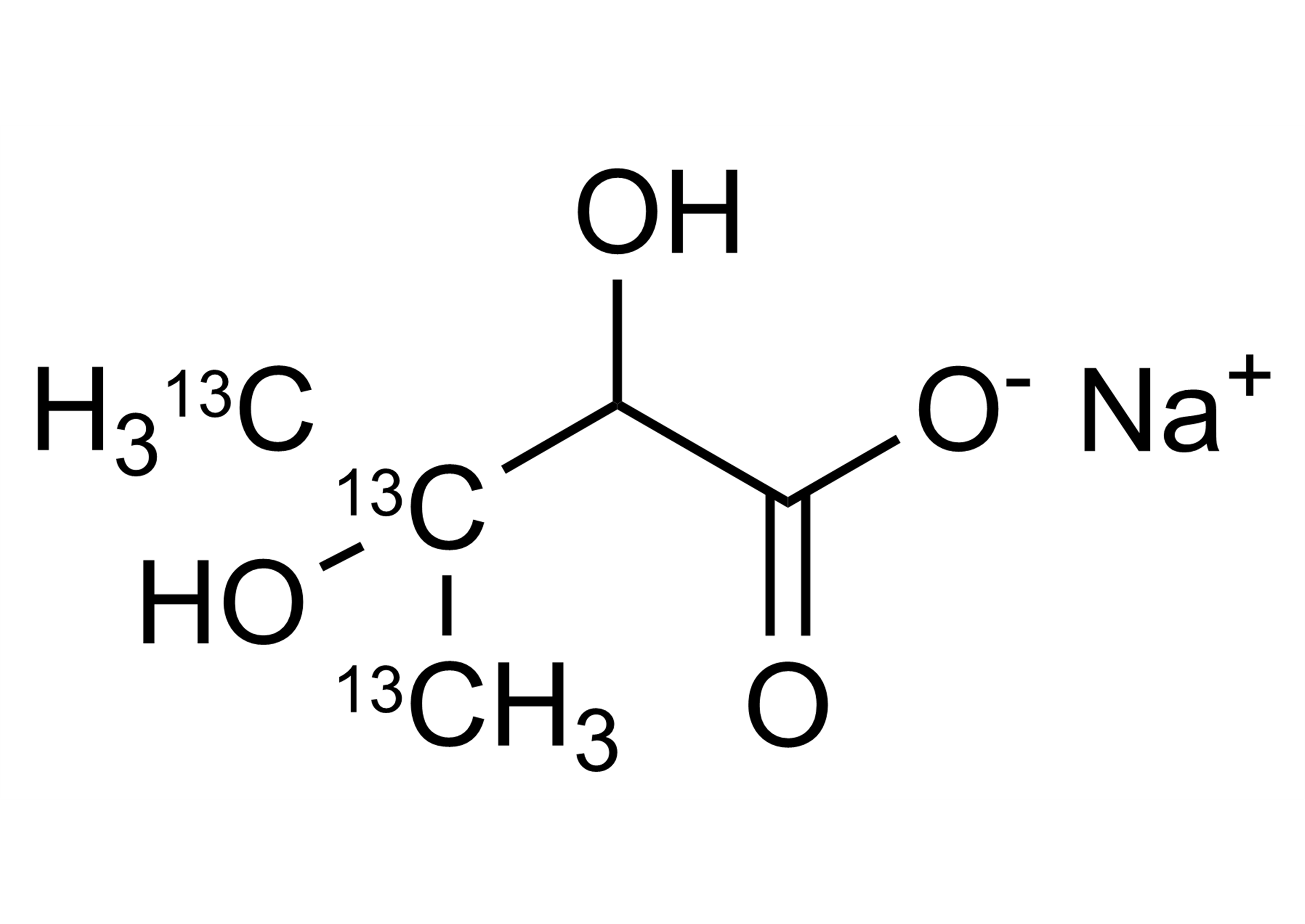 Molecular structure of 2,3-Dihydroxy-3-methylbutanoic acid-13C3 sodium salt