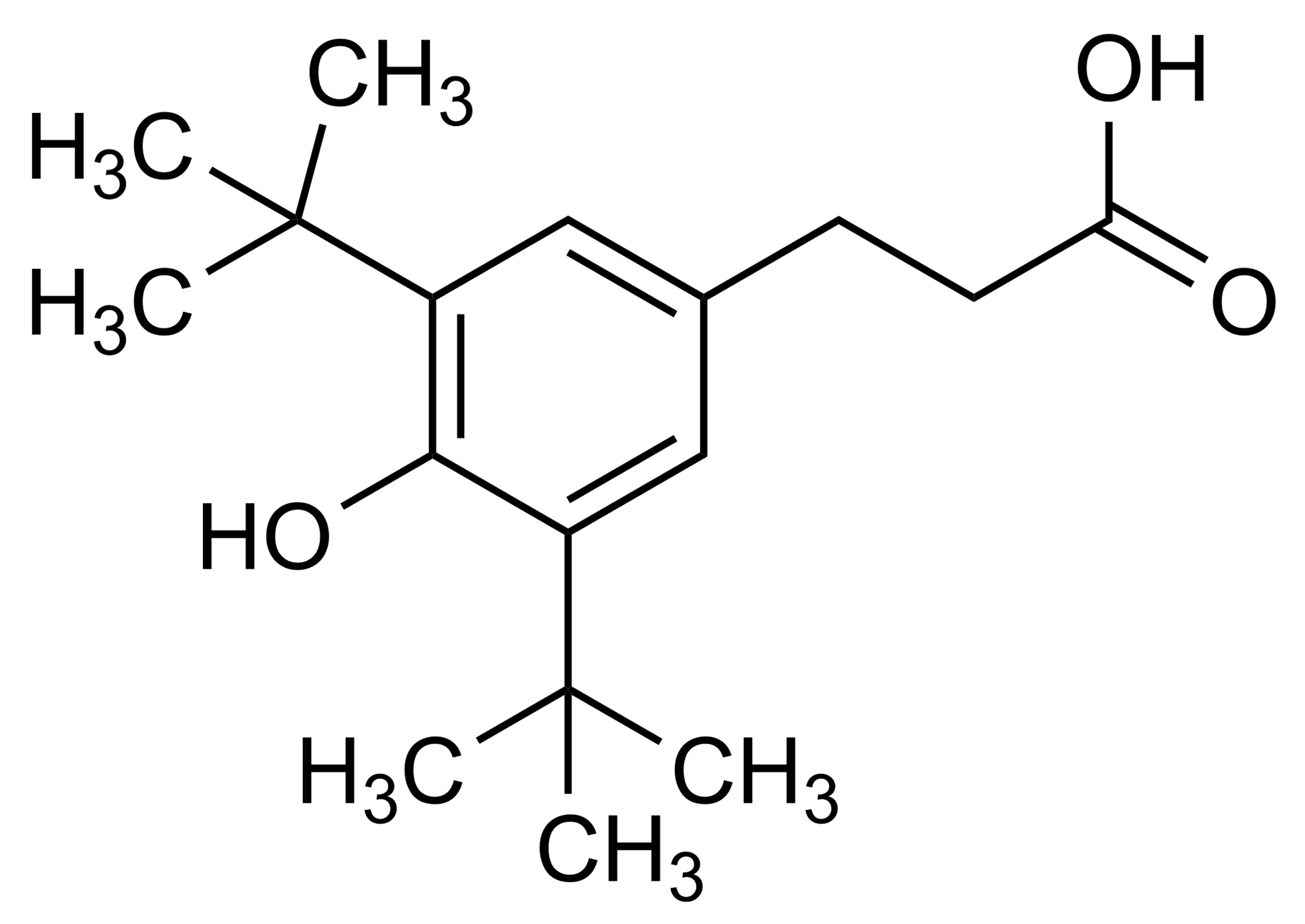 Molecular structure of 3-(3,5-Di-tert-butyl-4-hydroxyphenyl)propionic acid reference standard
