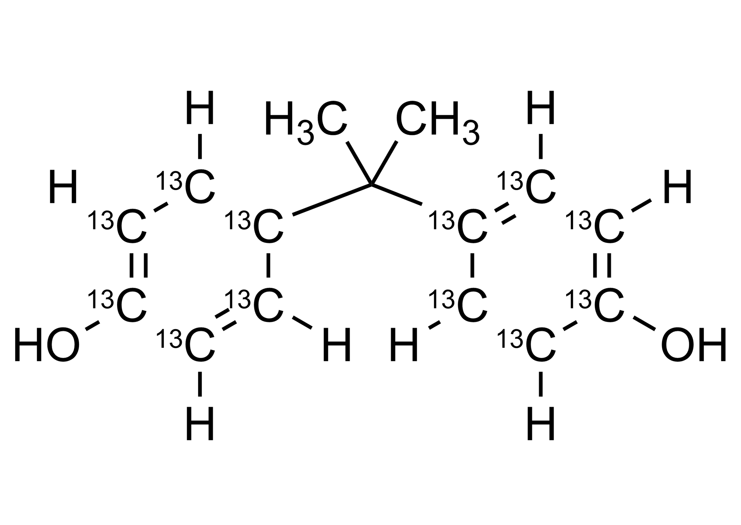 Bisphenol A 13C12 (CAS 263261-65-0) molecular structure reference standard by WITEGA Laboratorien Berlin-Adlershof GmbH