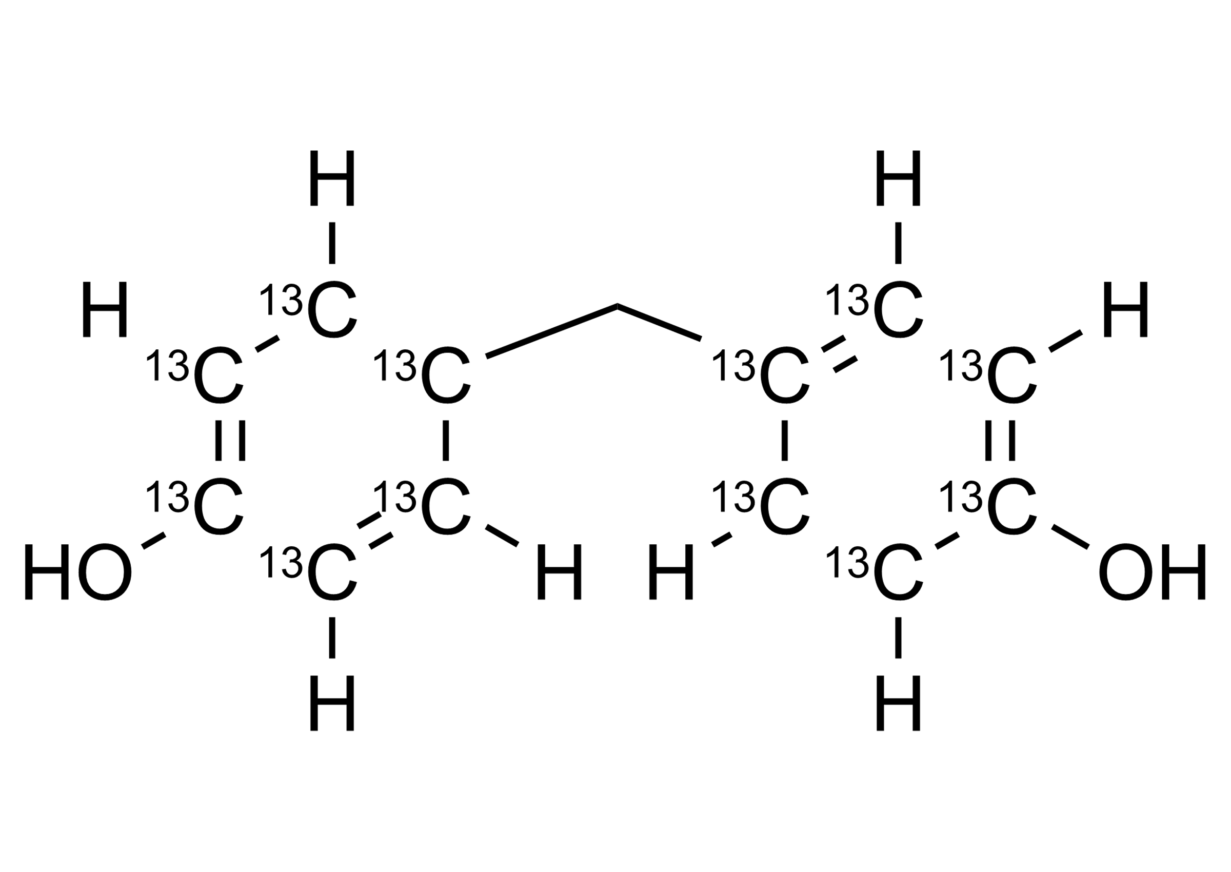 Molecular structure of Bisphenol F 13C12 reference standard for LC-MS MS and GC-MS analysis