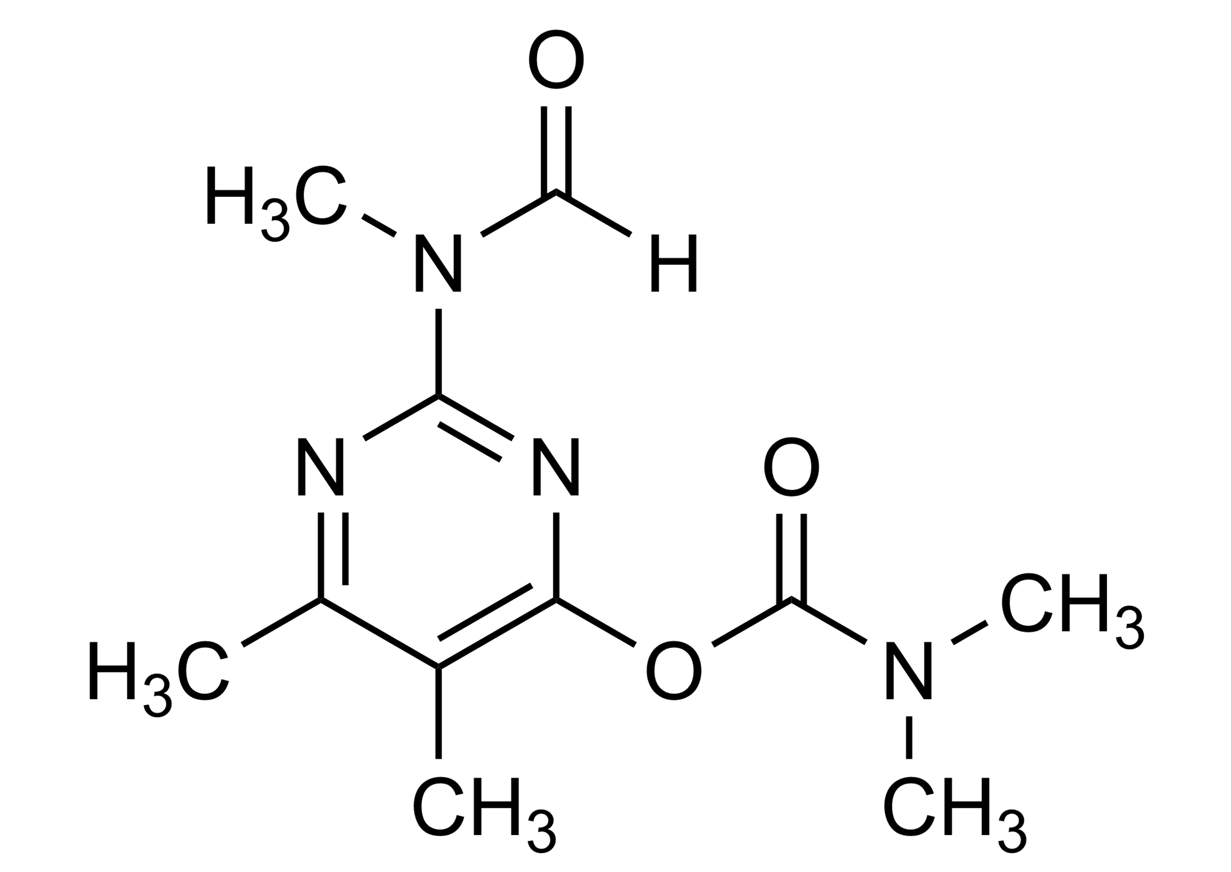 Desmethyl formamido pirimicarb Reference Standard Structure Desmethyl formamido pirimicarb (CAS 27218-04-8) molecular structure reference standard for LC-MS/MS and GC-MS