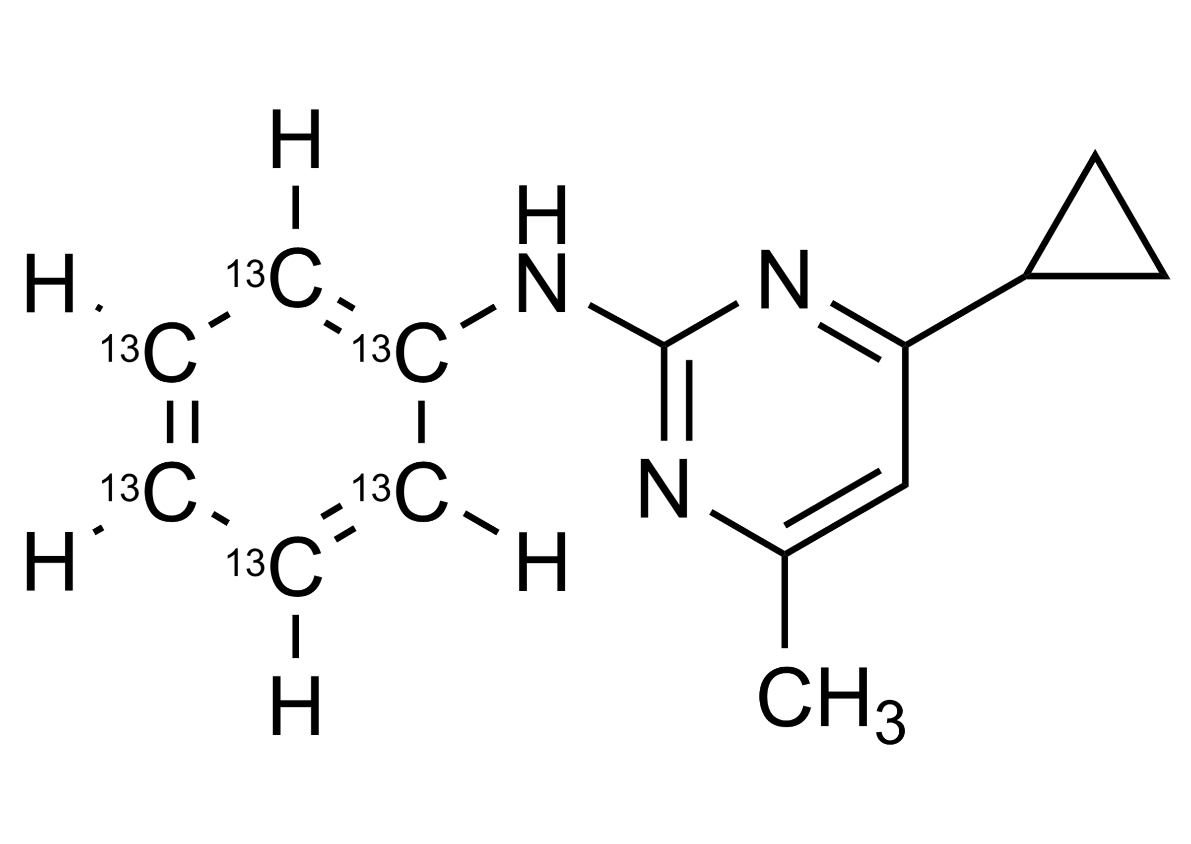 Cyprodinil-13C6 Reference Standard Molecular Structure Cyprodinil-13C6 reference standard molecular structure for LC-MS/MS and GC-MS calibration