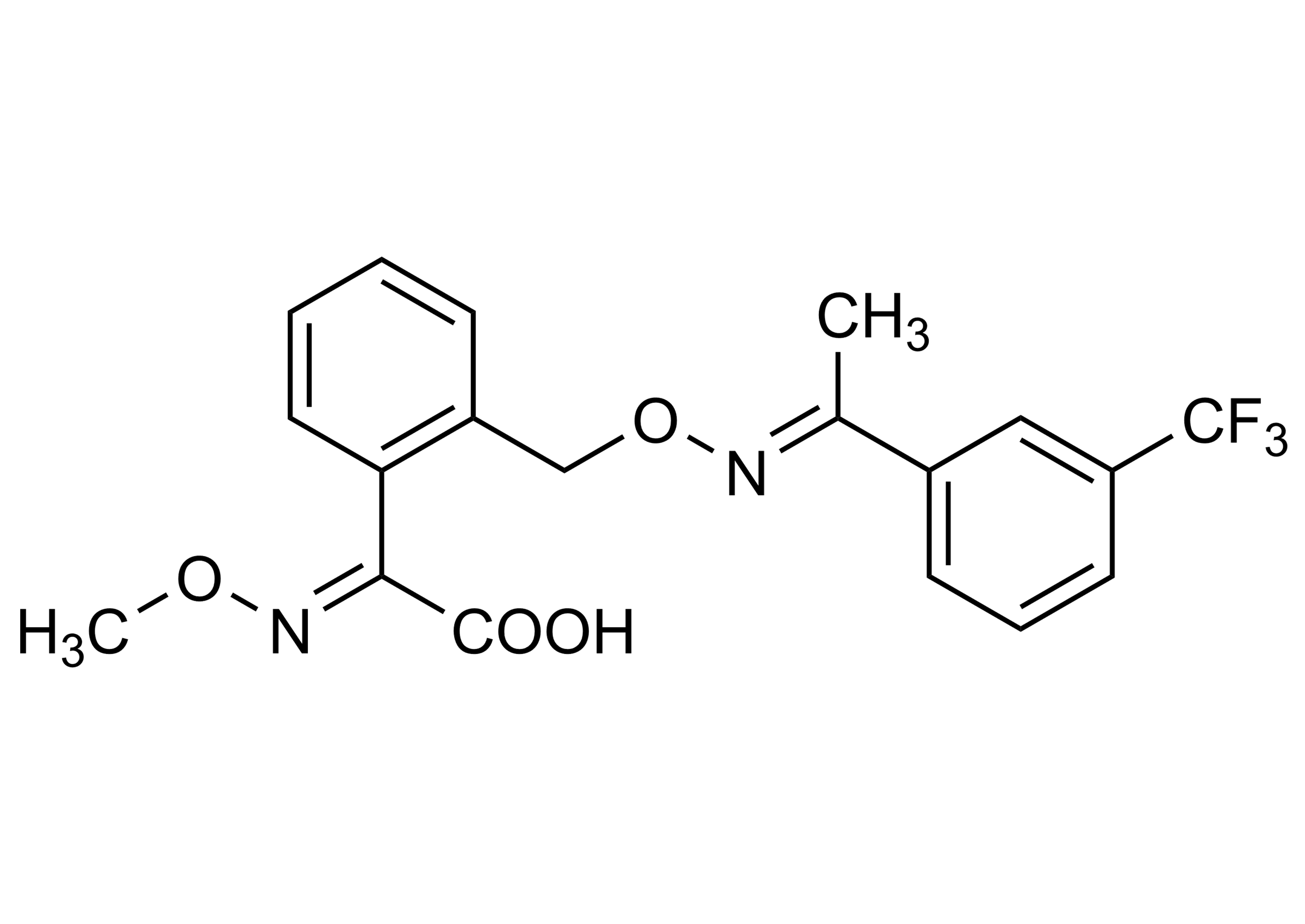 Trifloxystrobin acid CGA 321113 reference standard molecular structure Molecular structure of Trifloxystrobin acid CGA 321113 (CAS 252913-85-2) reference standard for LC-MS/MS and GC-MS
