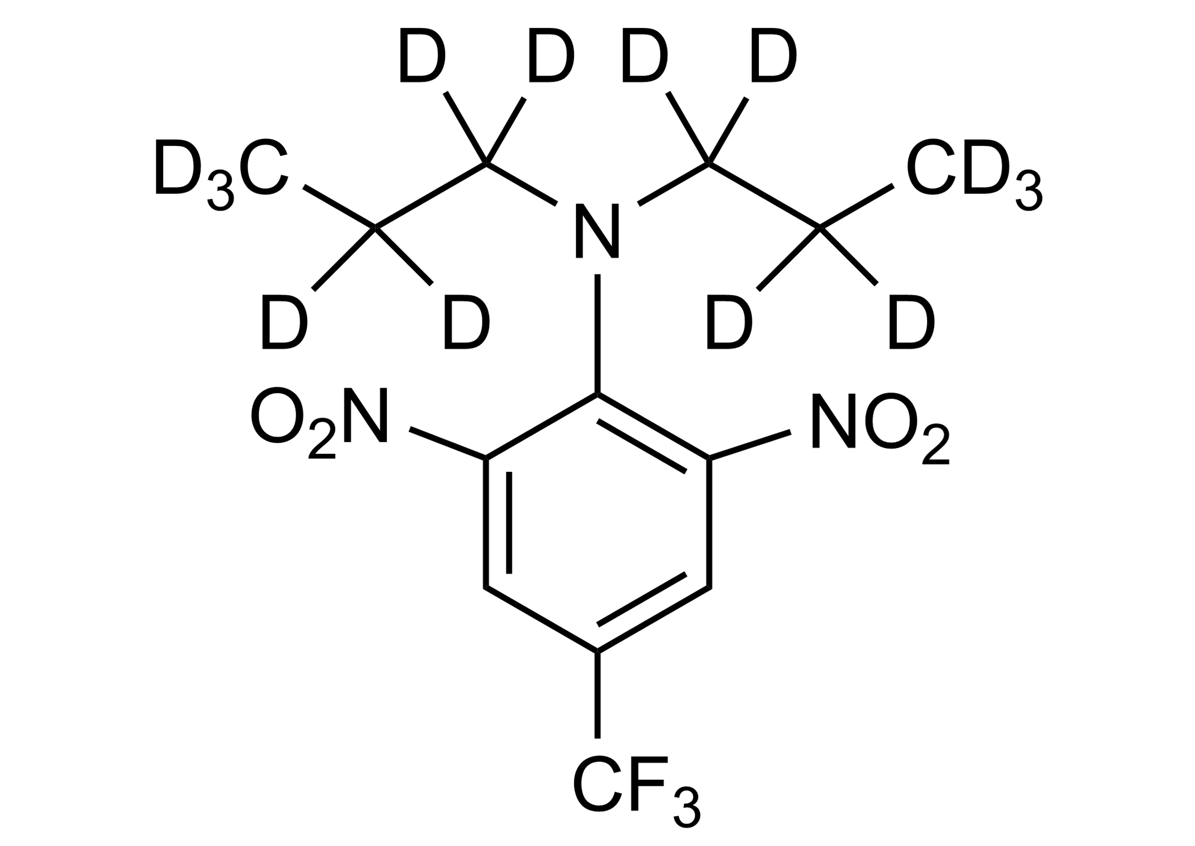 Trifluralin-D14 Reference Standard Structure Trifluralin-D14 reference standard molecular structure for LC-MS/MS and GC-MS