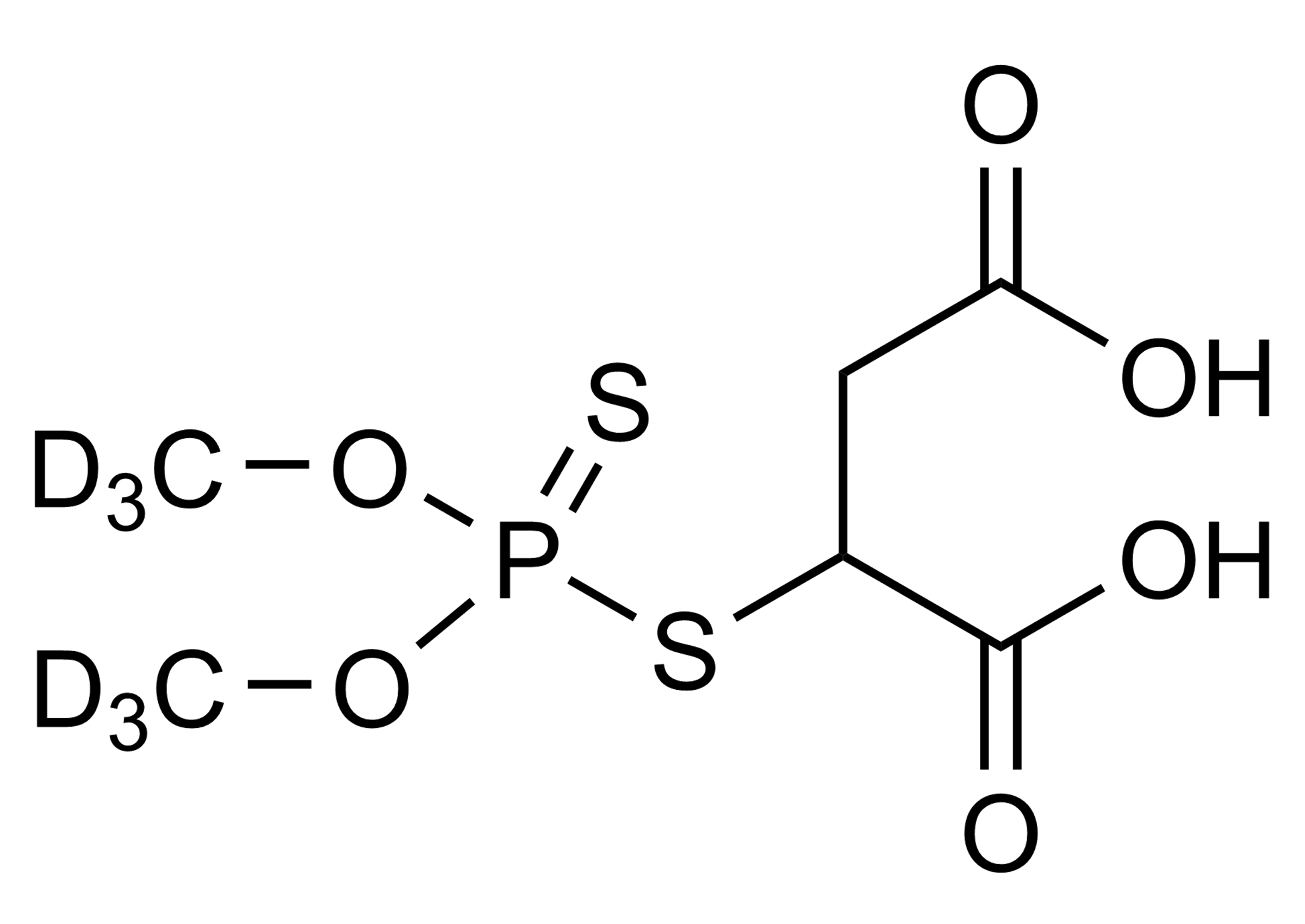 Malathion diacid-D6 Reference Standard Structure Molecular structure of Malathion diacid-D6 reference standard for LC-MS/MS and GC-MS analysis