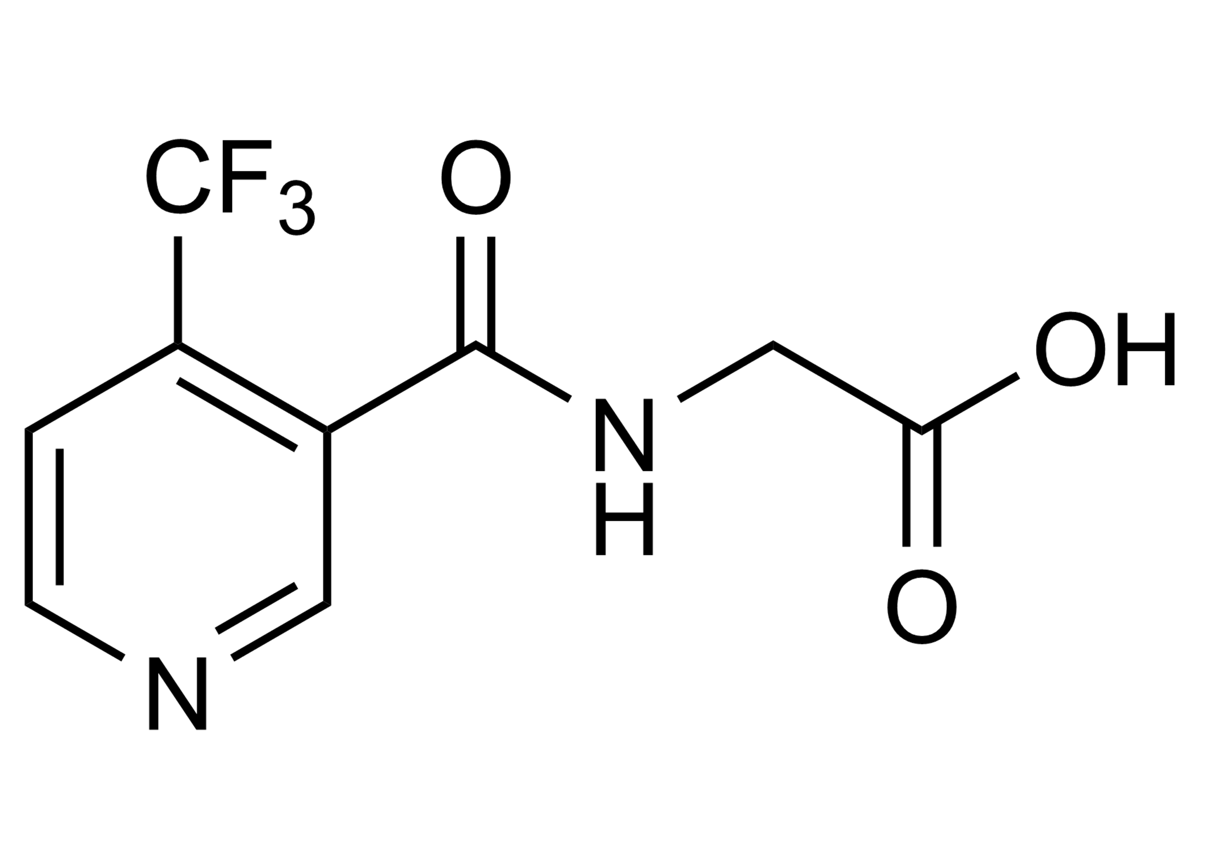 4-(Trifluoromethyl)-nicotinoyl glycine TFNG Reference Standard Structure Molecular structure of 4-(Trifluoromethyl)-nicotinoyl glycine TFNG reference standard for LC-MS/MS and GC-MS quantification