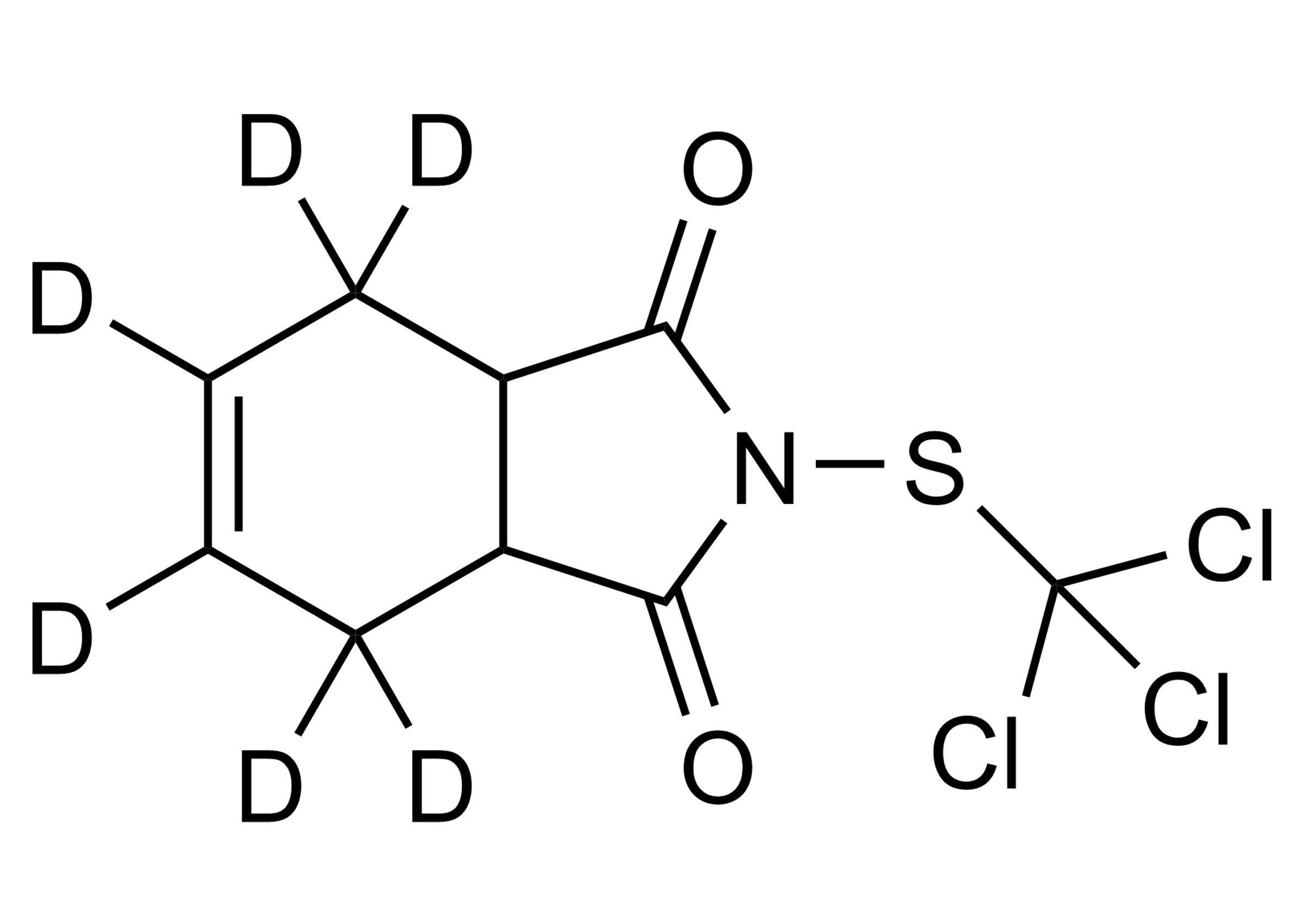 Captan D6 Reference Standard Structure - CAS 1330190-00-5 Captan D6 molecular structure reference standard for LC-MS/MS and GC-MS (CAS 1330190-00-5)