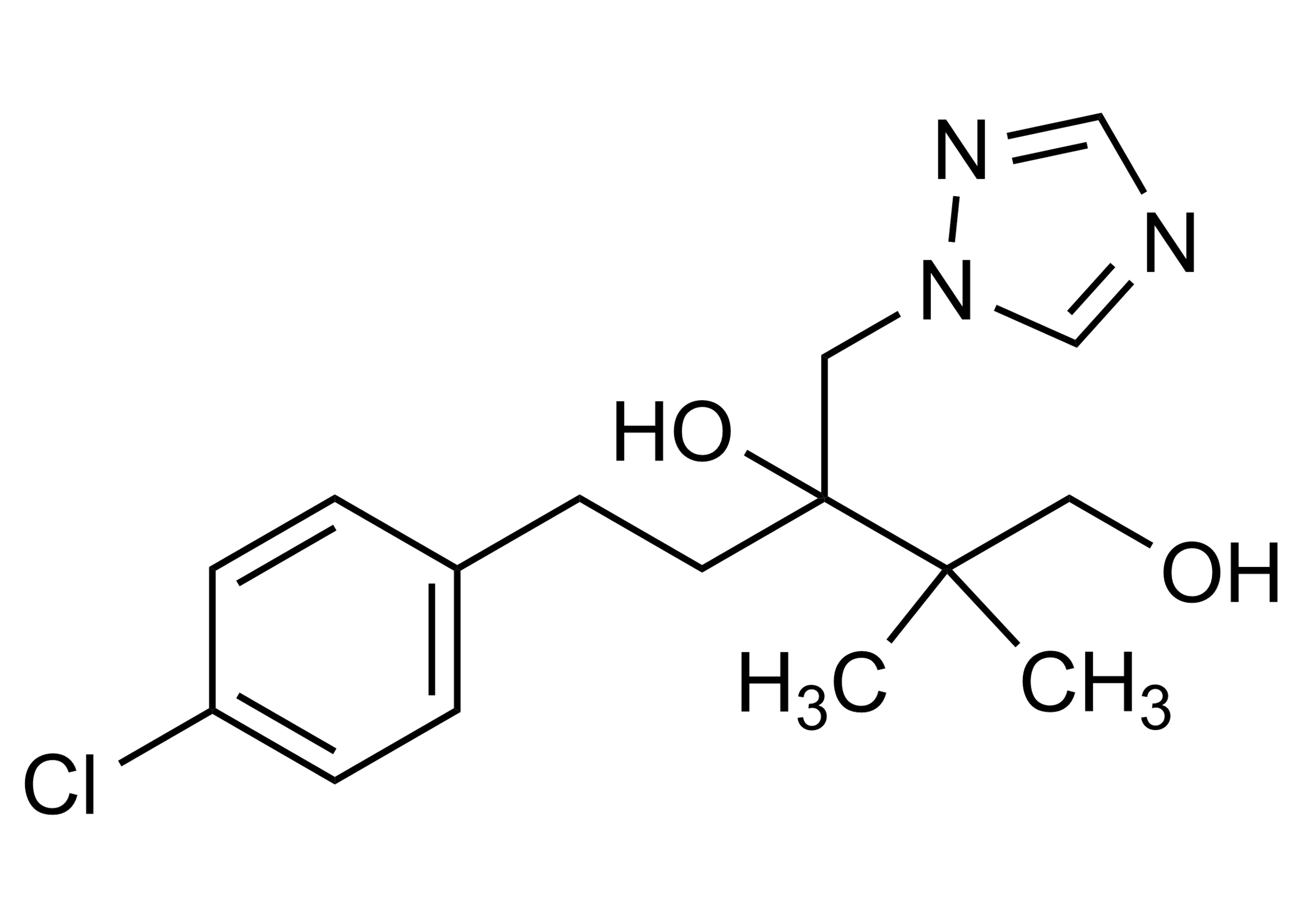 t-Butylhydroxy-tebuconazol Reference Standard Molecular Structure (CAS 212267-64-6) Molecular structure of t-Butylhydroxy-tebuconazol reference standard (CAS 212267-64-6) for LC-MS/MS and GC-MS analysis