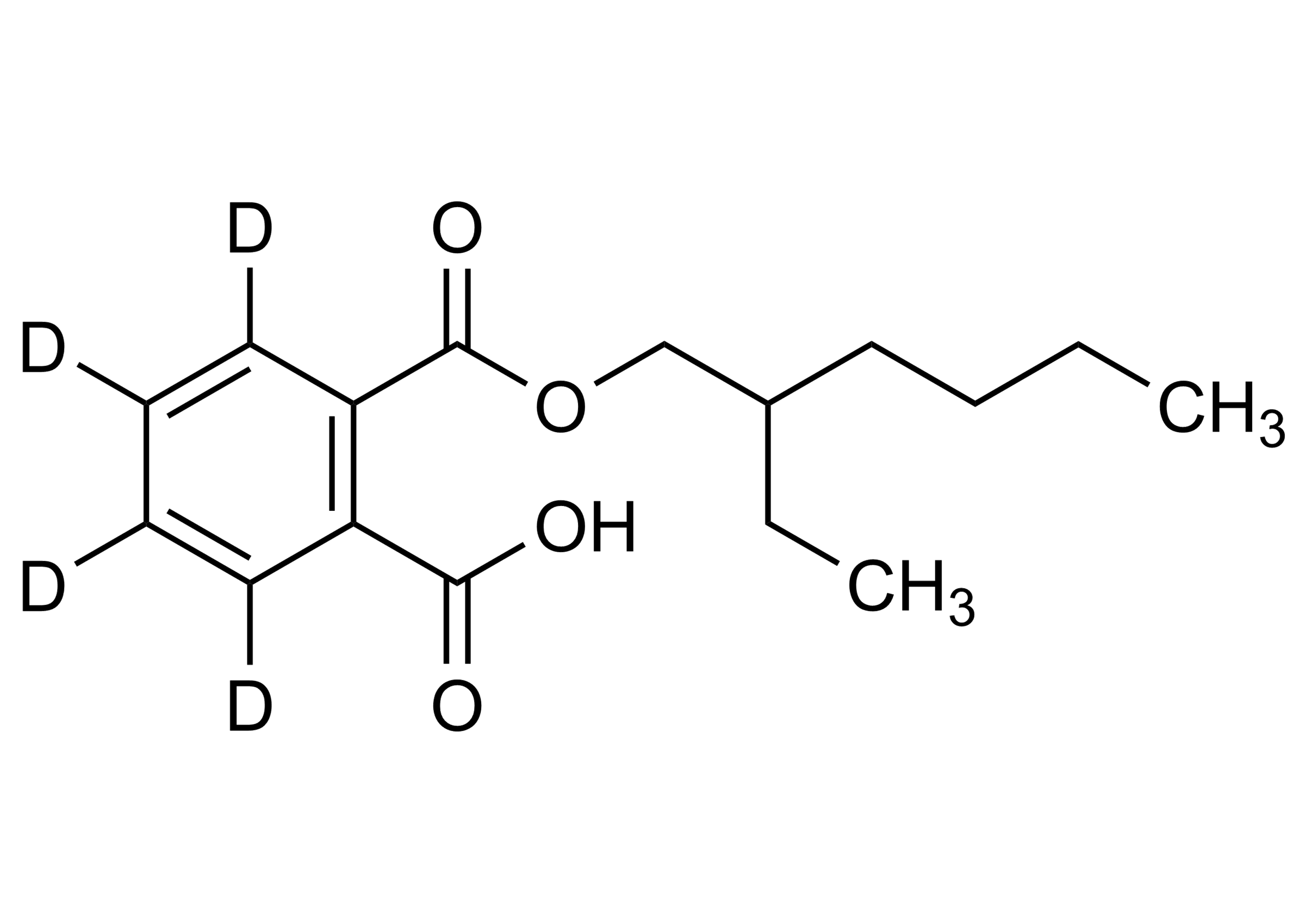 Mono-2-ethylhexyl phthalate-D4 Reference Standard Molecular Structure Mono-2-ethylhexyl phthalate-D4 reference standard molecular structure for LC MS MS and GC MS