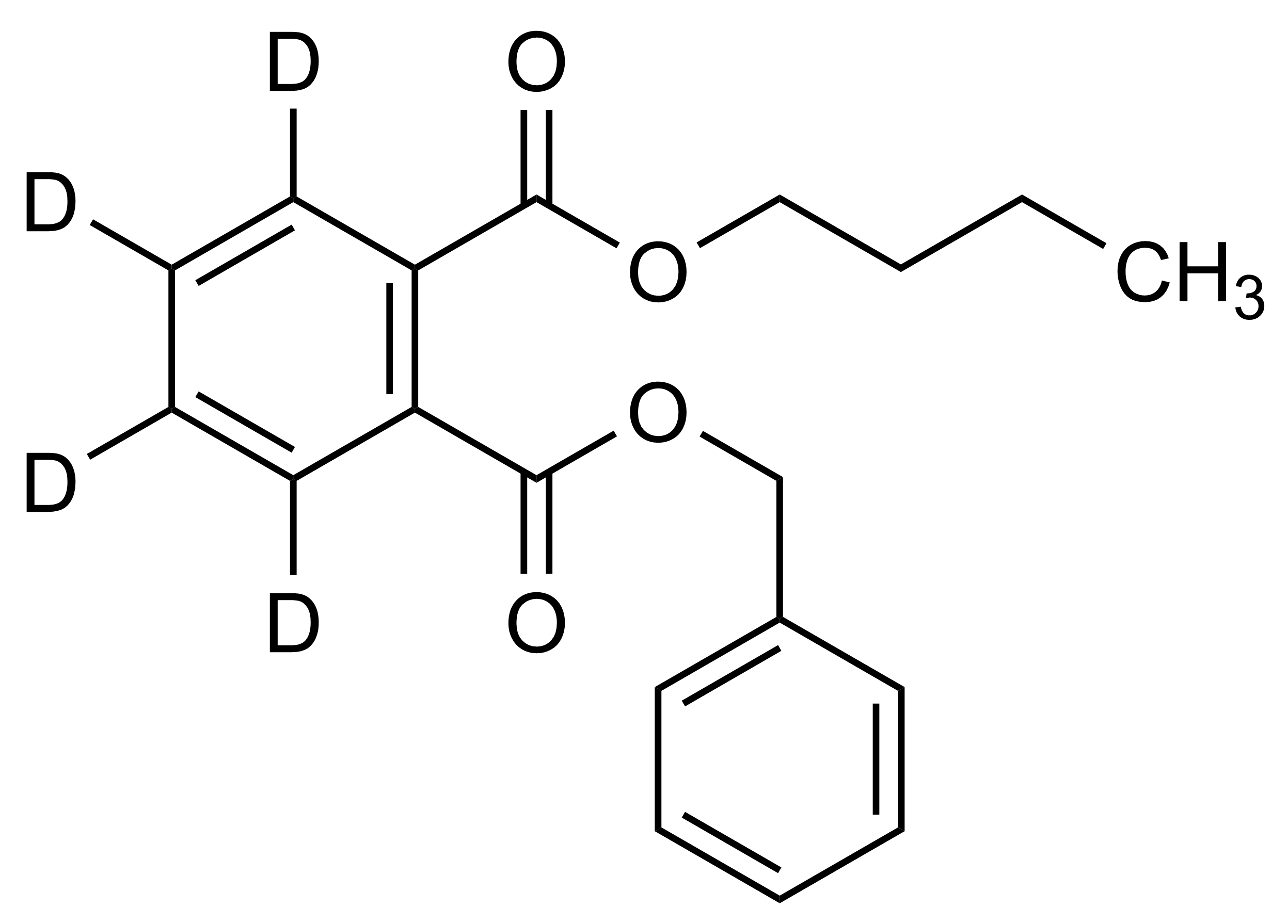 Structural formula of Benzylbutyl phthalate-D4 reference standard for LC-MS/MS and GC-MS calibration (CAS 93951-88-3)