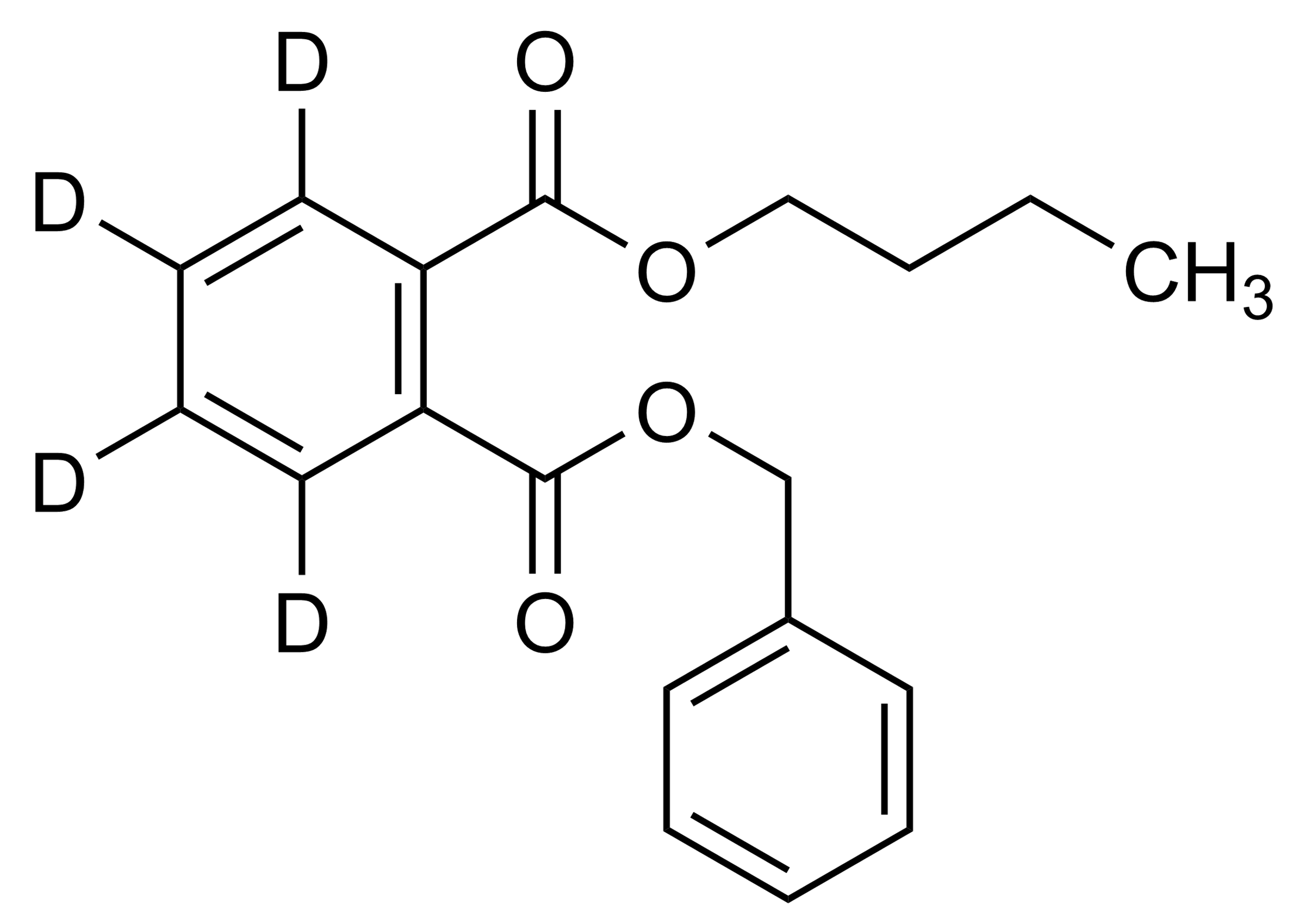 Structural formula of Benzylbutyl phthalate-D4 reference standard for LC-MS/MS and GC-MS calibration (CAS 93951-88-3)