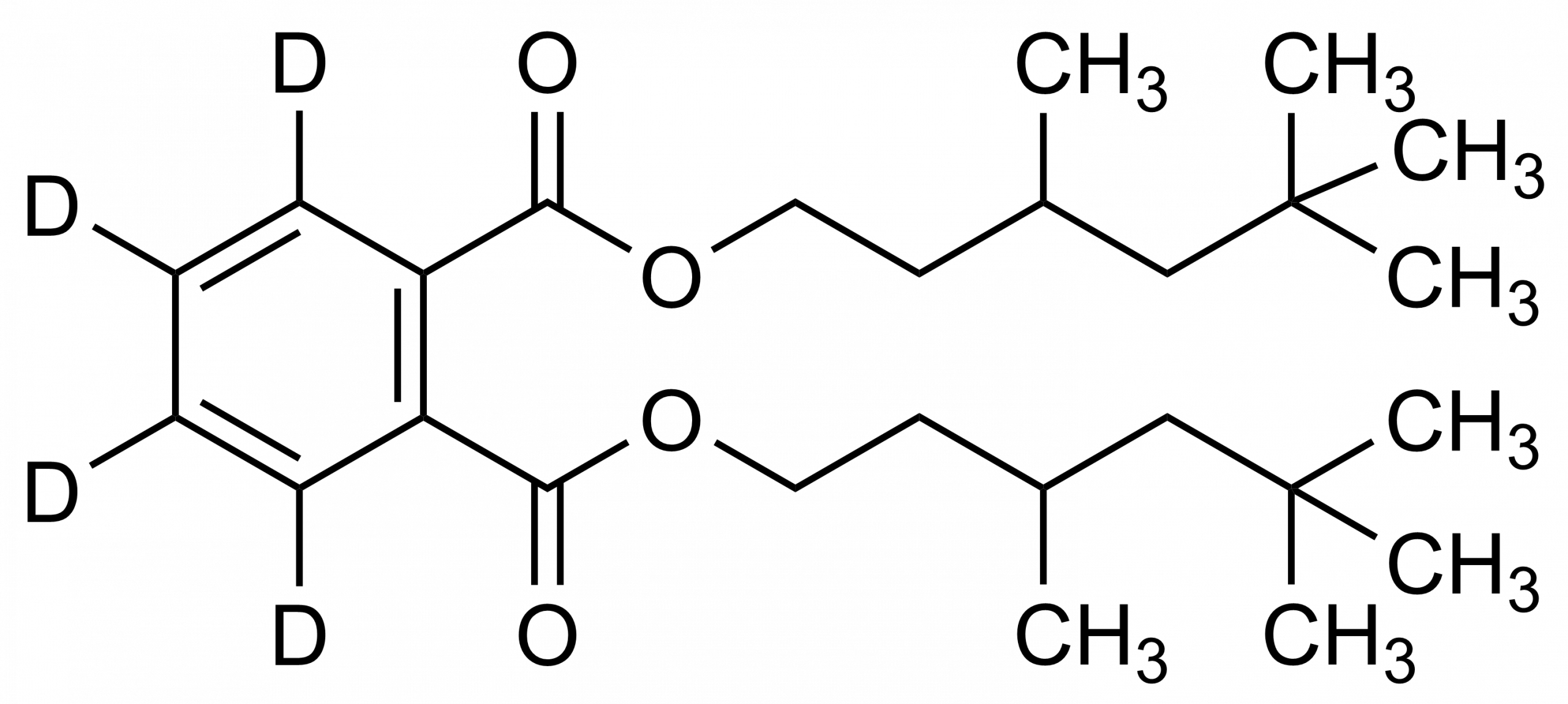 Molecular structure of Bis(3,5,5-trimethylhexyl) phthalate-D4 reference standard for LC-MS/MS and GC-MS